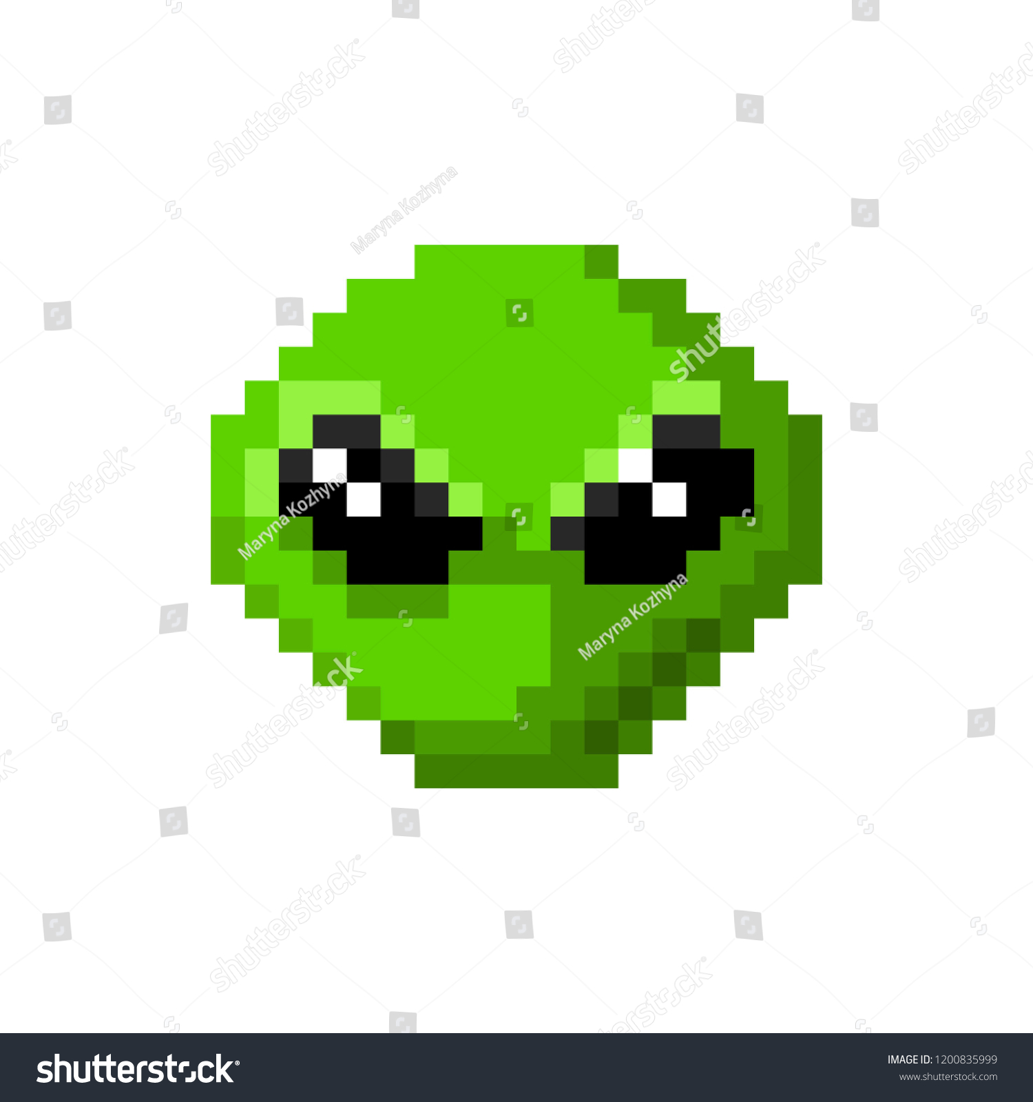 Pixel Green Alien Logo On White Stock Vector (Royalty Free) 1200835999 ...