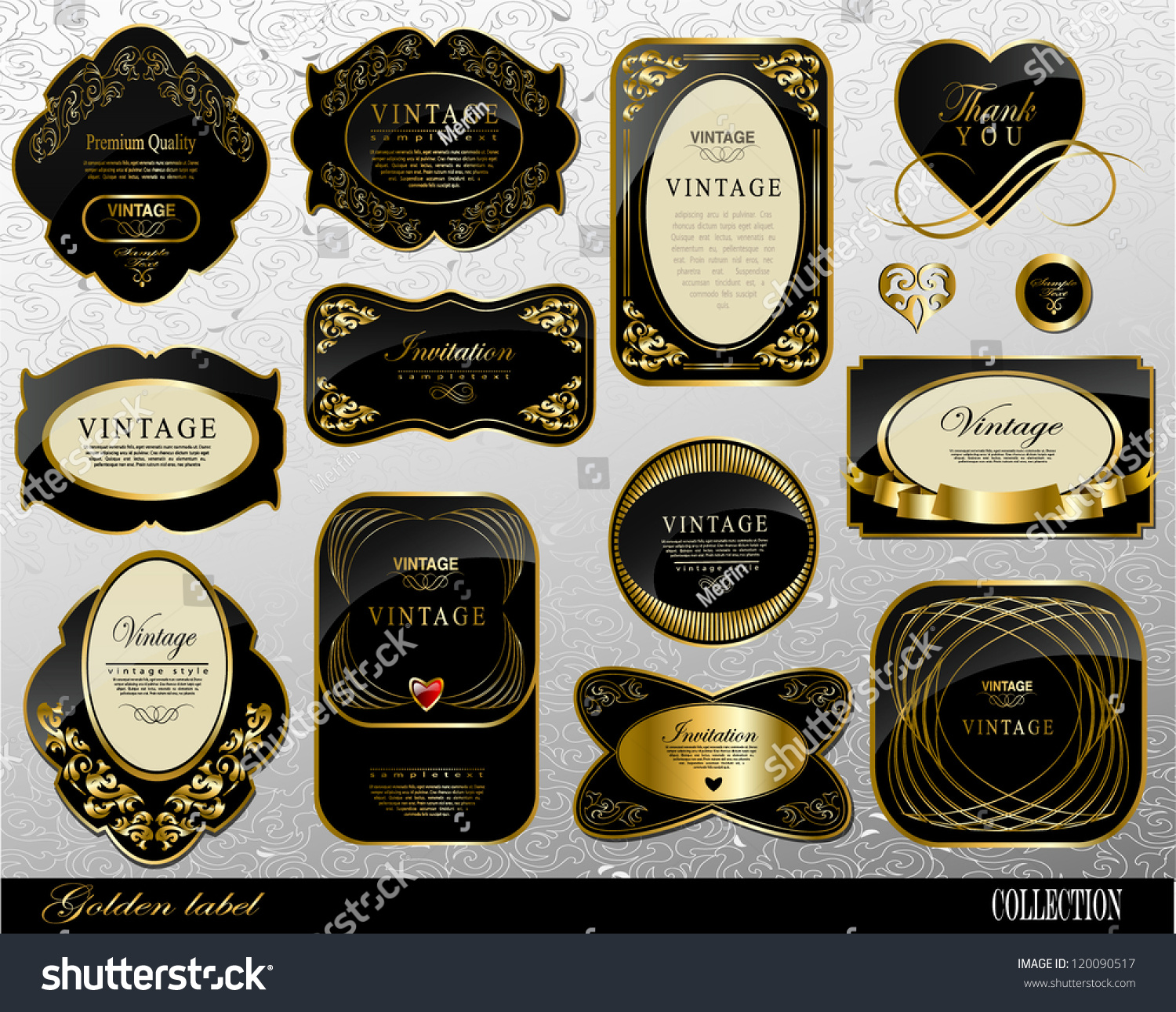 Retro Black Gold Labelcan Be Used Stock Vector (Royalty Free) 120090517 ...