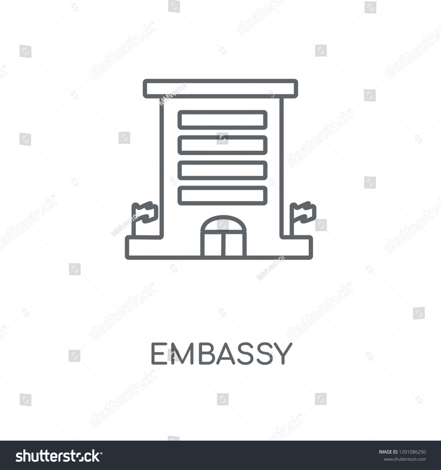 Embassy Linear Icon Embassy Concept Stroke Stock Vector (Royalty Free ...