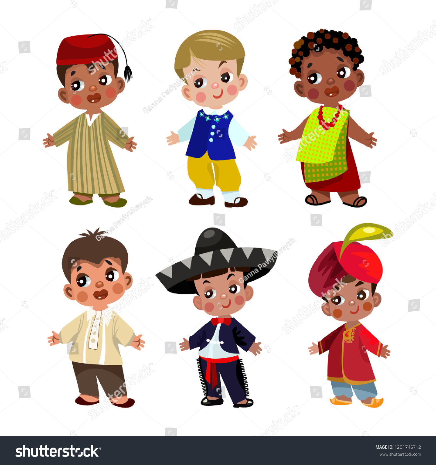 Cartoon Children Traditional Dress Isolated On Stock Vector (Royalty ...