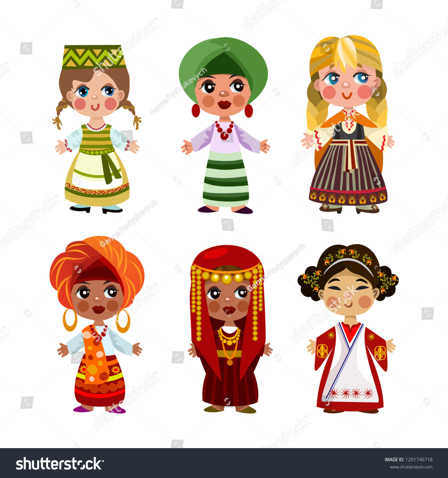 Cartoon Children Traditional Dress Isolated On Stock Vector (Royalty ...