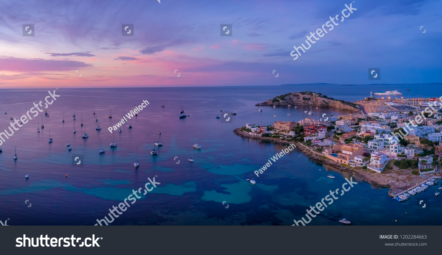 Stock Photo Ibiza Yachts Sunrise 1202284663 