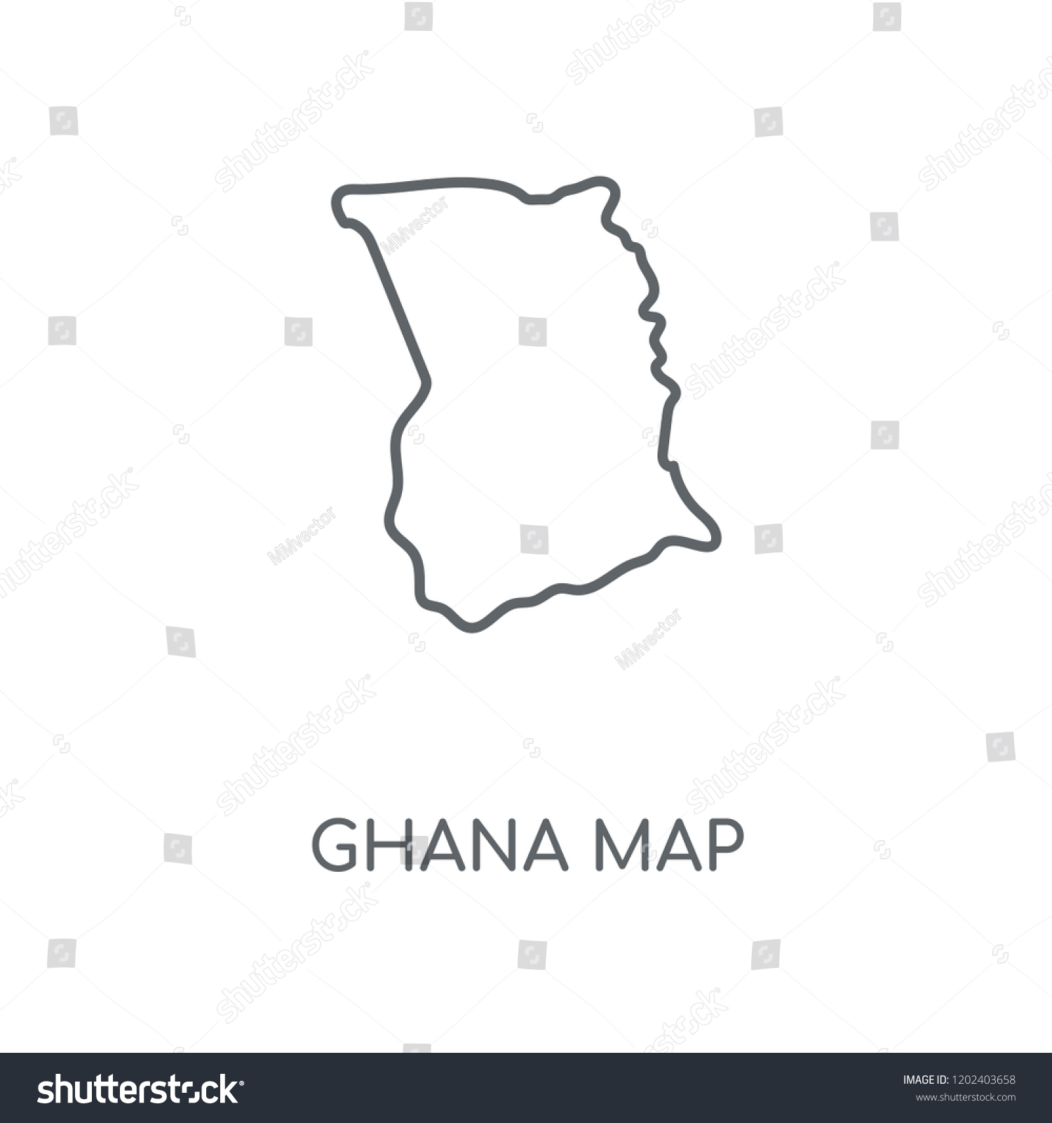 Ghana Map Linear Icon Ghana Map Stock Vector (Royalty Free) 1202403658 ...