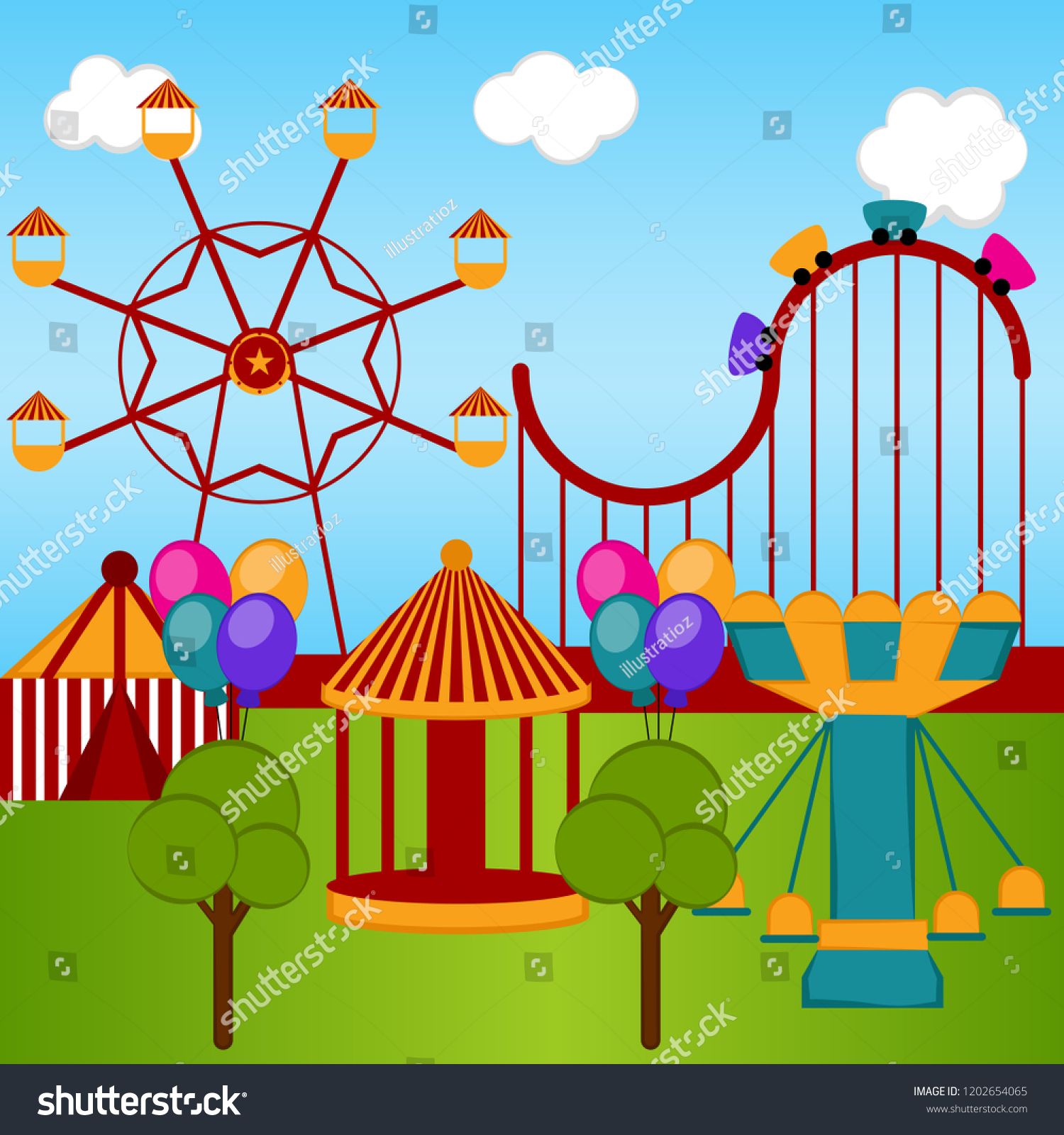 View Carnival Theme Park Vector Illustration Stock Vector (Royalty Free ...