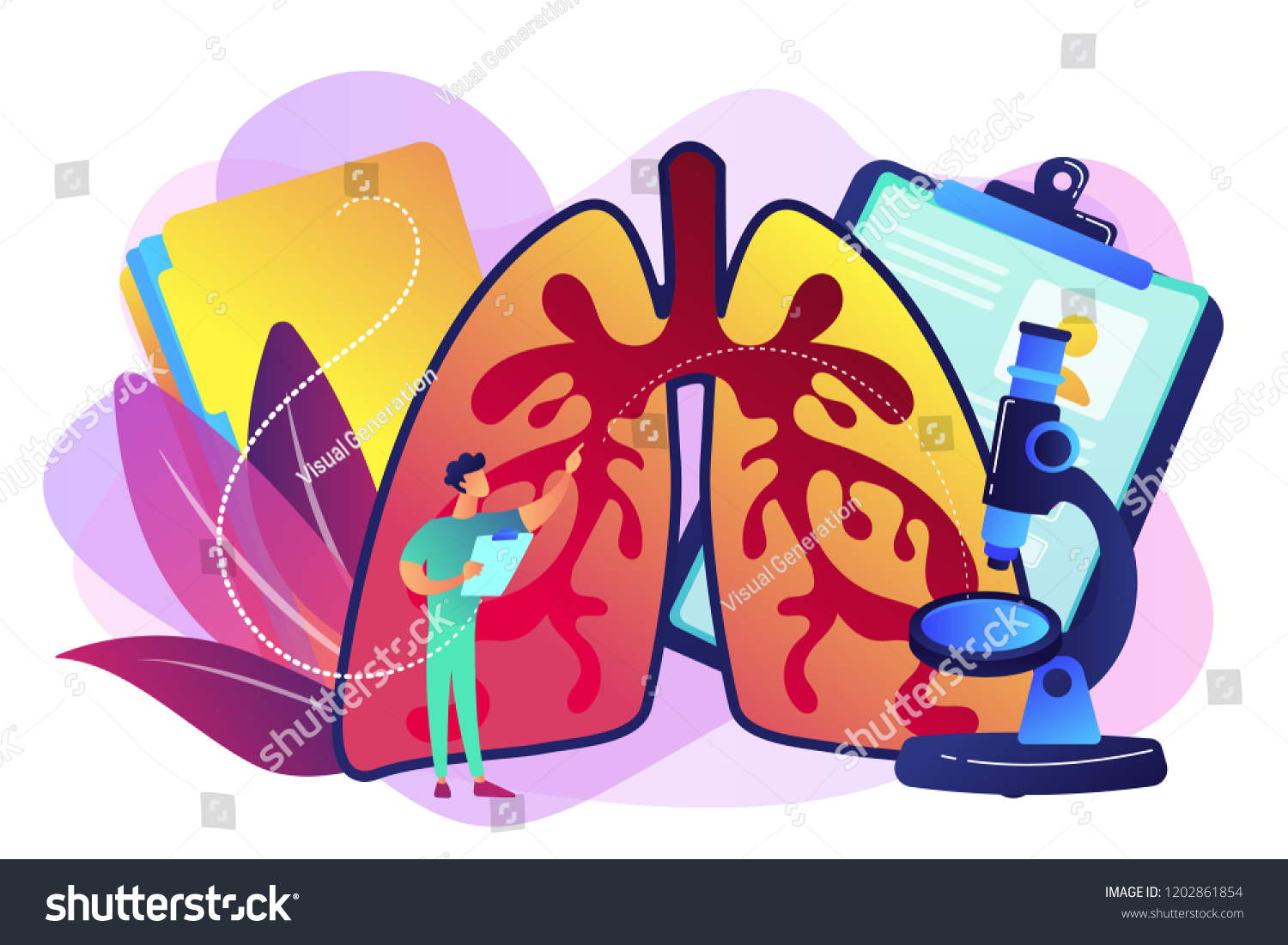 Doctor Examines Huge Lungs Desease Microscope Stock Vector (Royalty ...