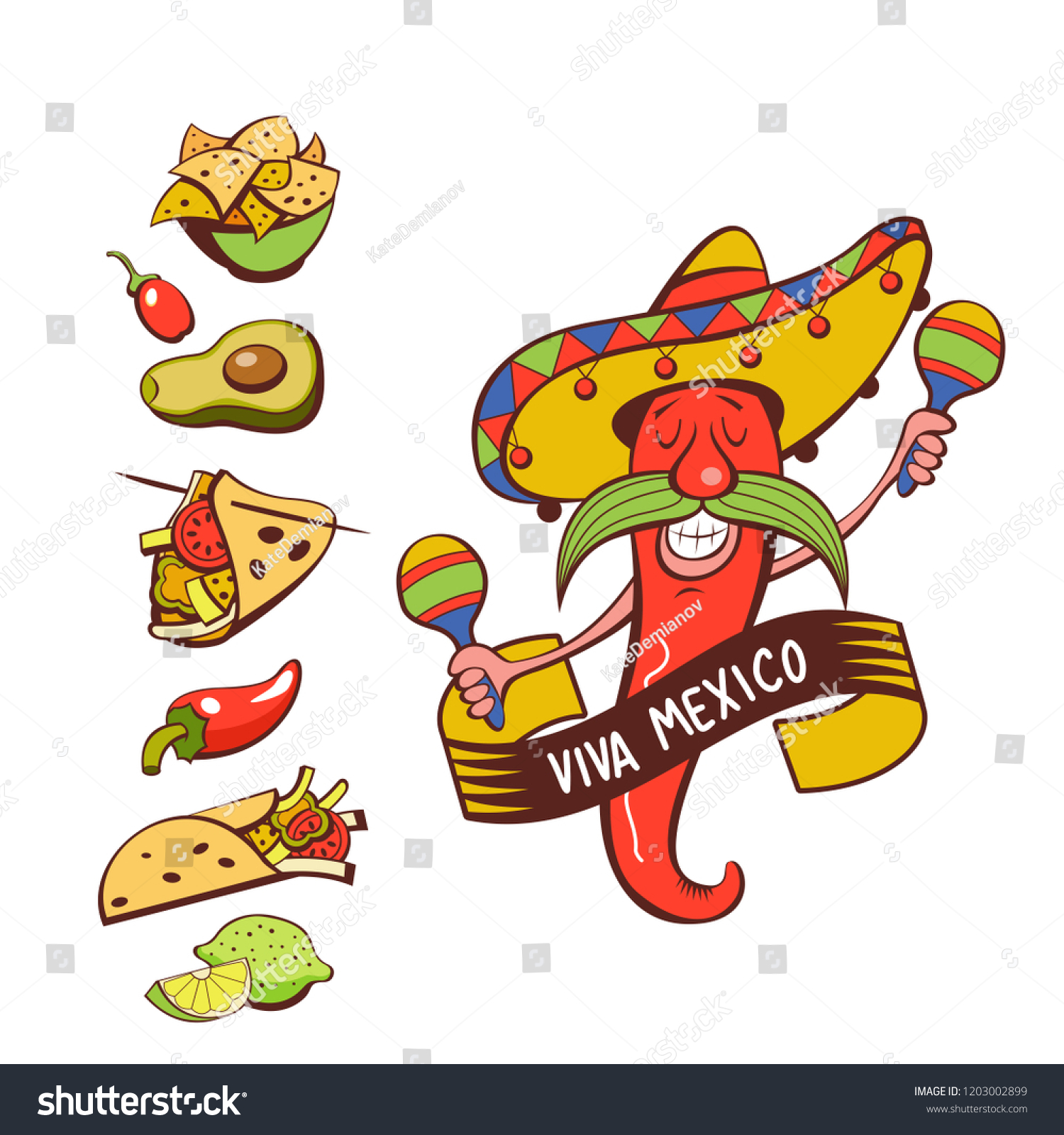 Мексиканские блюда вектор