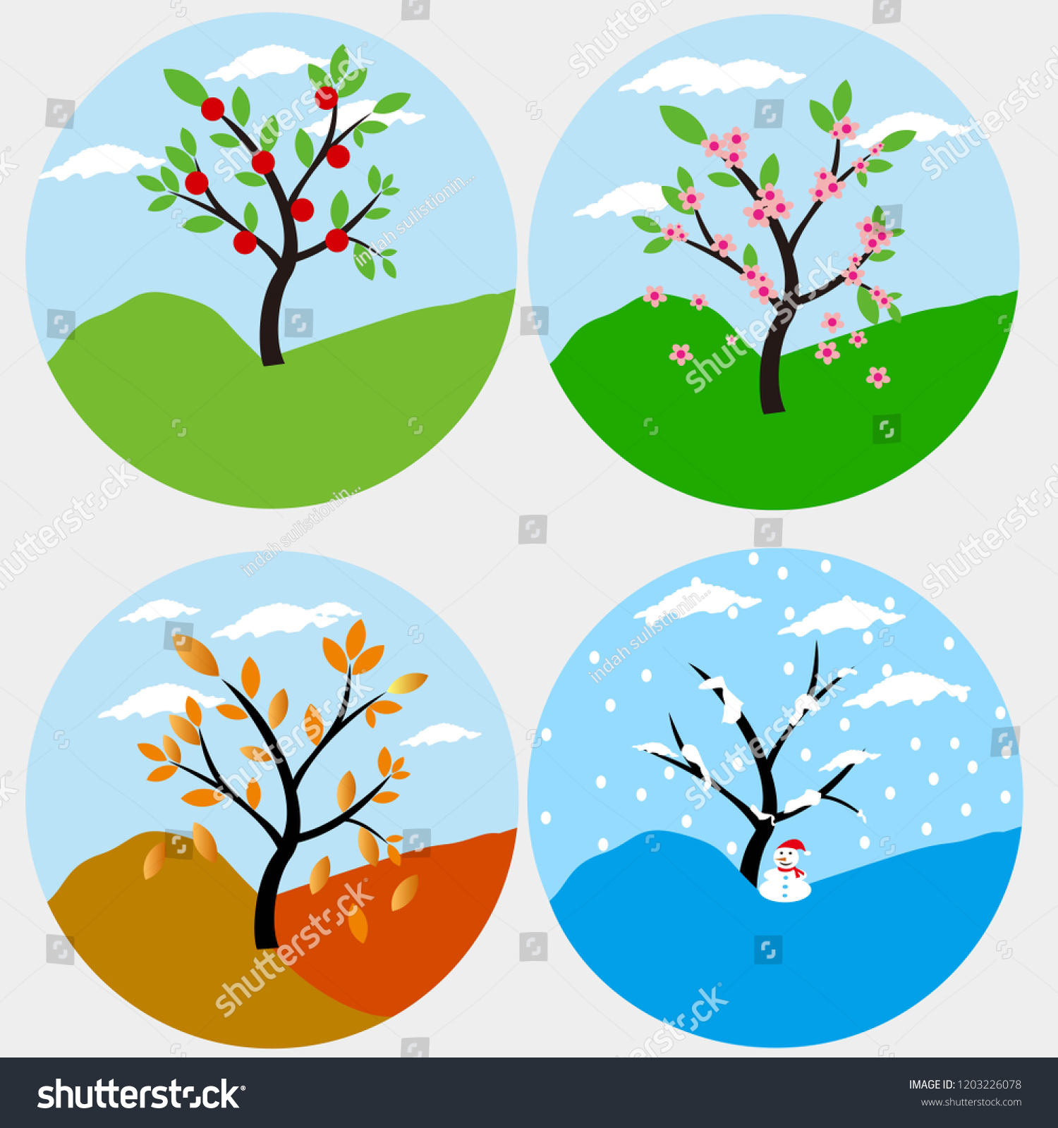 Four Season Vector Illustration Stock Vector (Royalty Free) 1203226078 ...