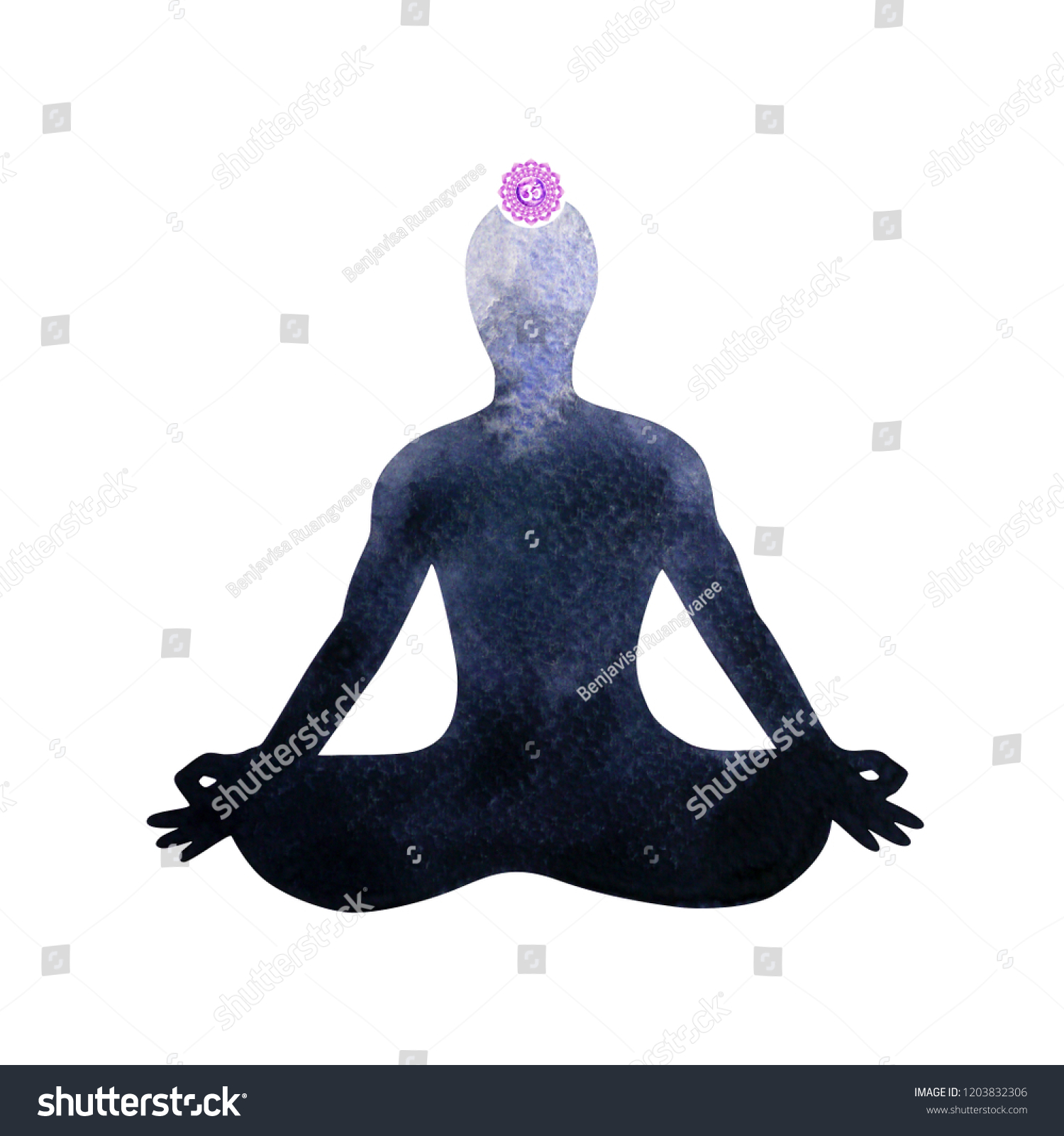 Violet Crown Chakra Human Lotus Pose Stock Illustration 1203832306 ...