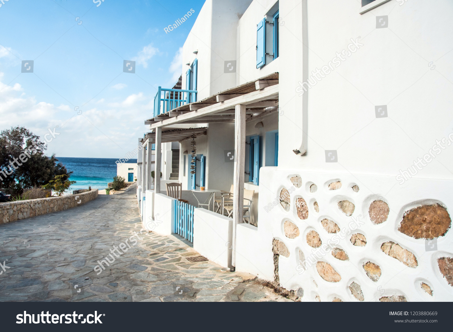 Greek Island Houses Stock Photo 1203880669 