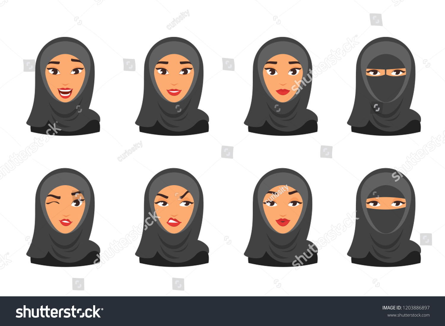 Vector Set Muslim Woman Avatar Different Stock Vector (Royalty Free ...