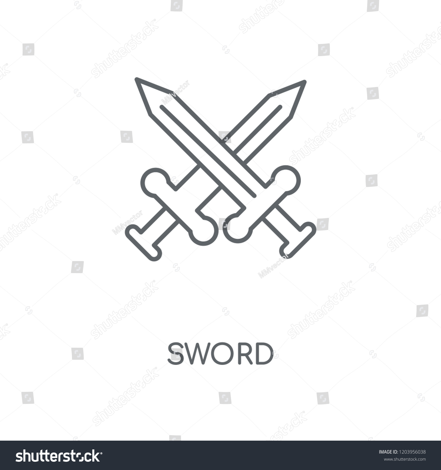 Sword Linear Icon Sword Concept Stroke Stock Vector (Royalty Free ...