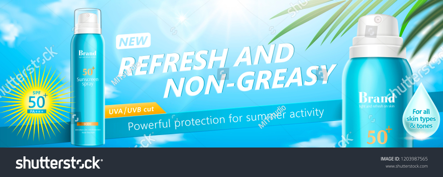 Summer Sun Spray Banner Ads 3d Stock Vector (Royalty Free) 1203987565 ...