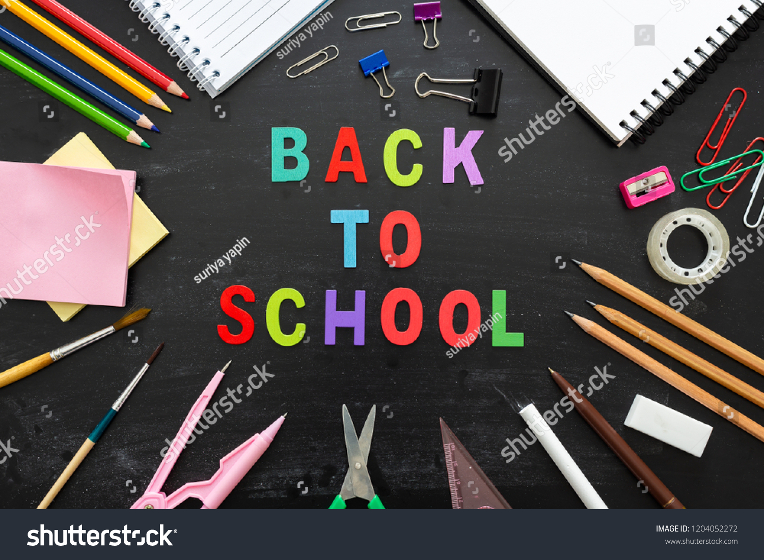 Back School Top View Desk Workspace Stock Photo 1204052272 | Shutterstock