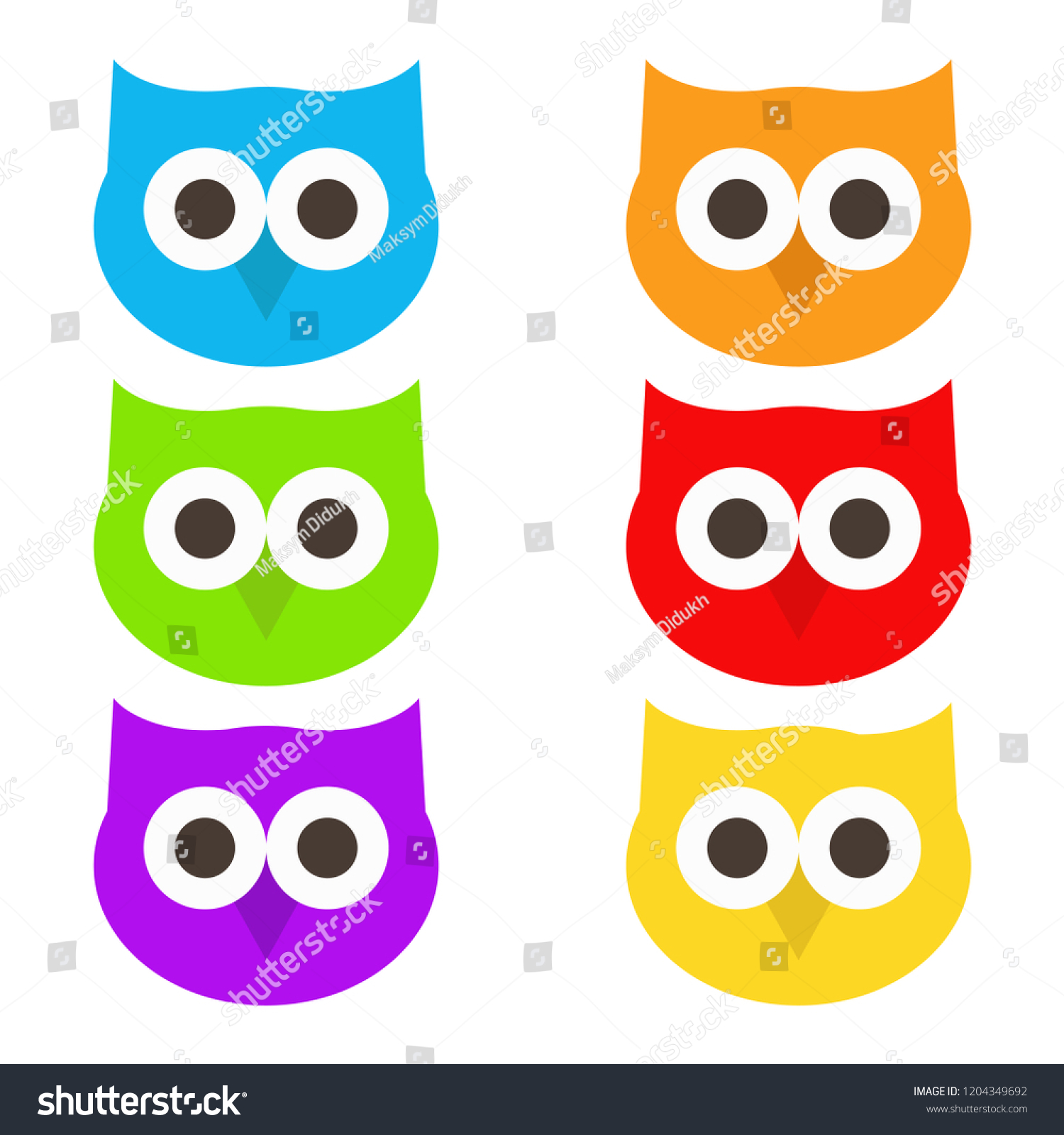 Owls Set Owls White Background Vector Stock Vector Royalty Free