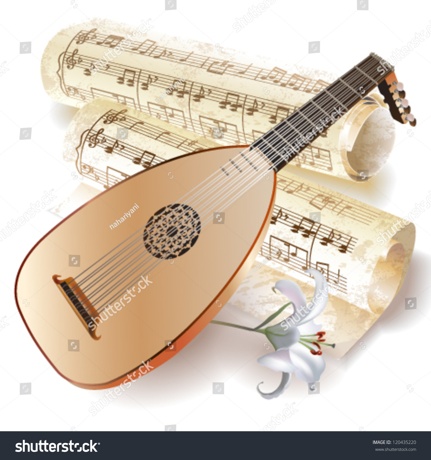 Late Baroque Era Lute Notes Retro: เวกเตอร์สต็อก (ปลอดค่าลิขสิทธิ์ ...