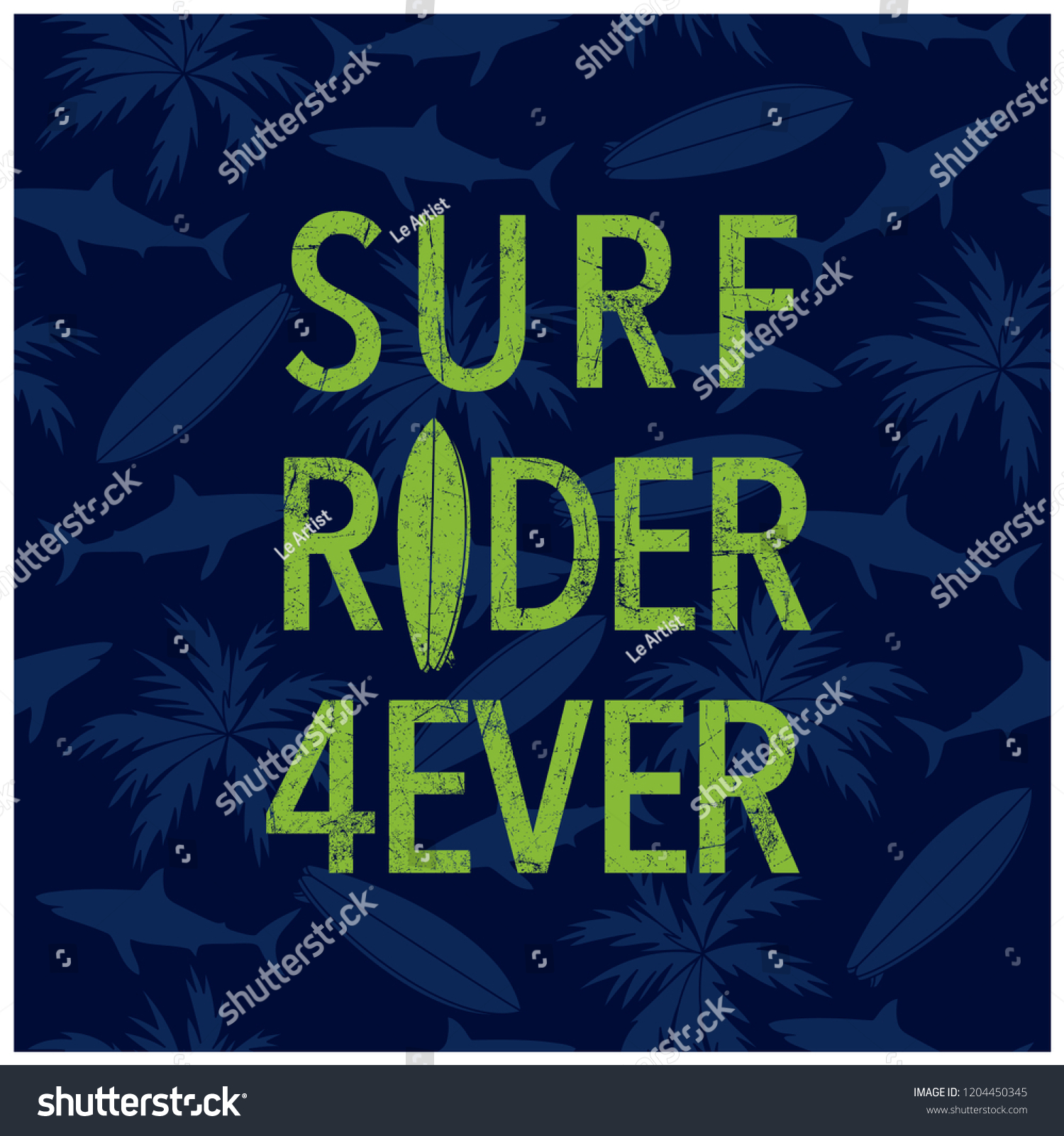 Surf Rider Forever Slogan Printsummer Seamless Stock Vector (Royalty ...