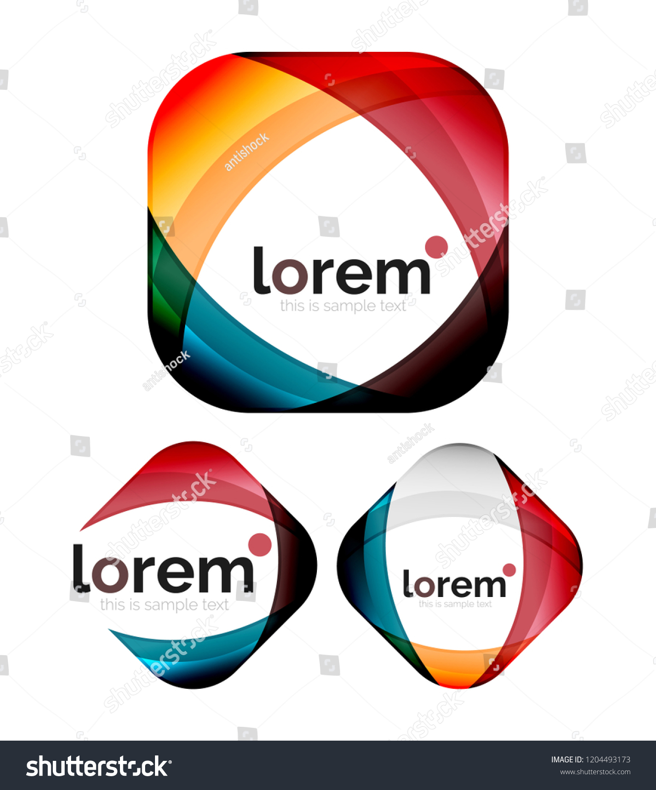 Set Geometric Shape Convergence Logo Icon Stock Vector (Royalty Free ...