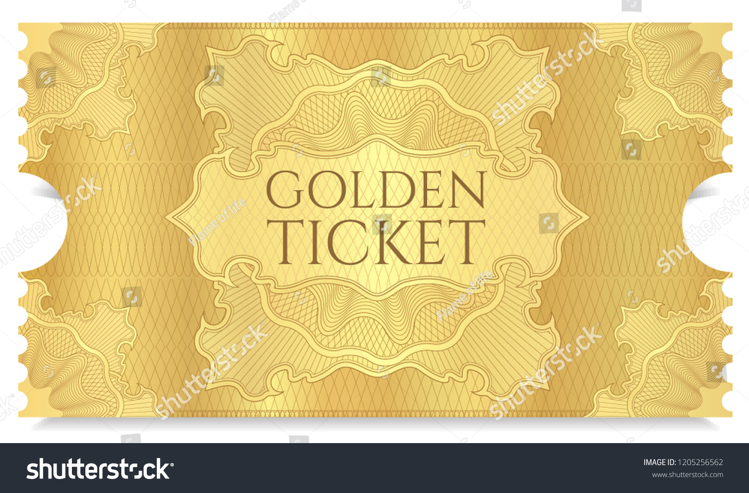 Golden Cinema Ticket Template Concert Ticket Stock Vector (Royalty Free ...