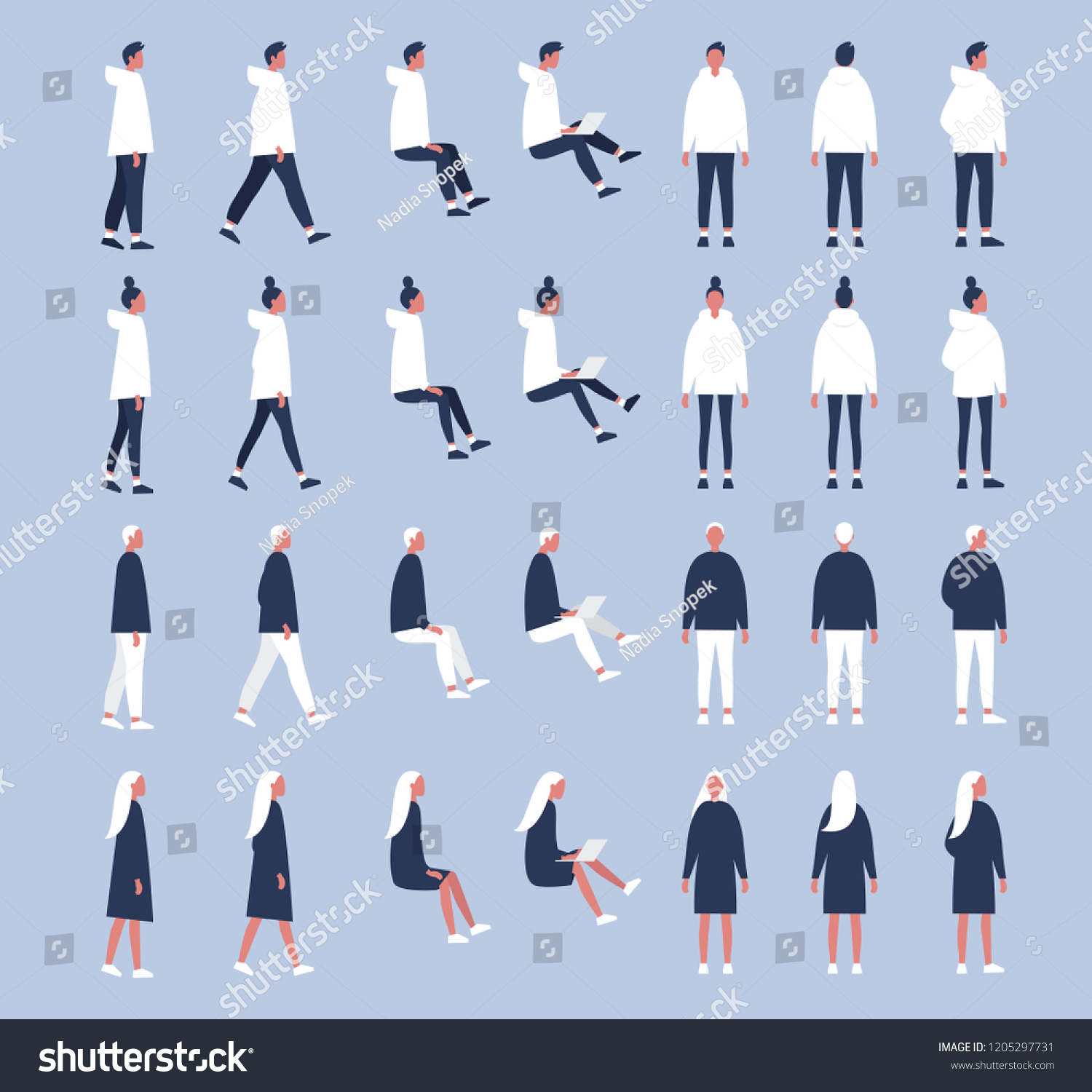 Set Flat Vector Characters Different Poses Stock Vector Royalty Free Set Flat Vector Characters Different Poses Stock Vector Royalty Free