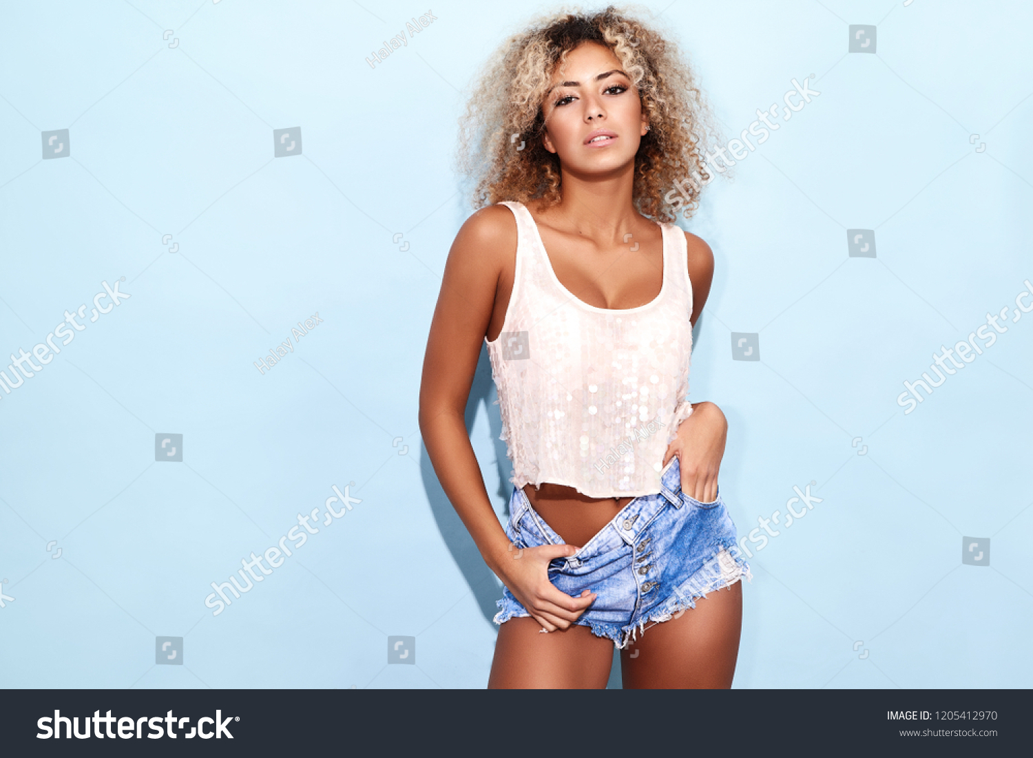 Portrait Blissful Sexy Hot Black Woman