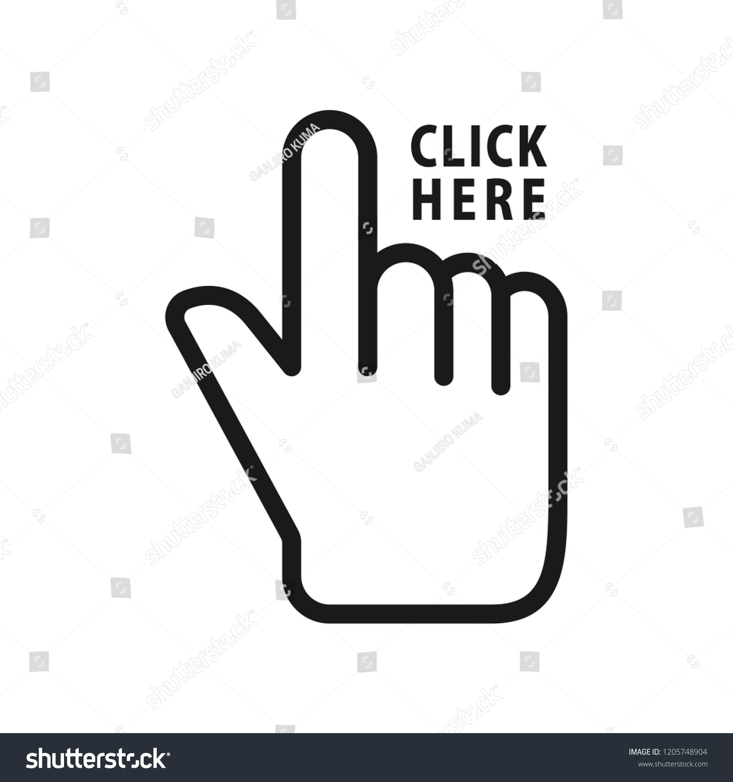 Hand Click Text Simple Flat Design Stock Vector (Royalty Free ...