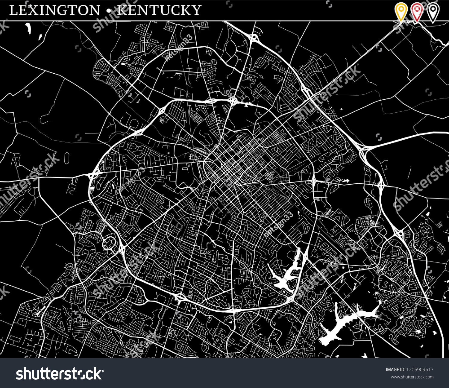 Simple Map Lexington Kentucky Usa Black Stock Vector (Royalty Free ...