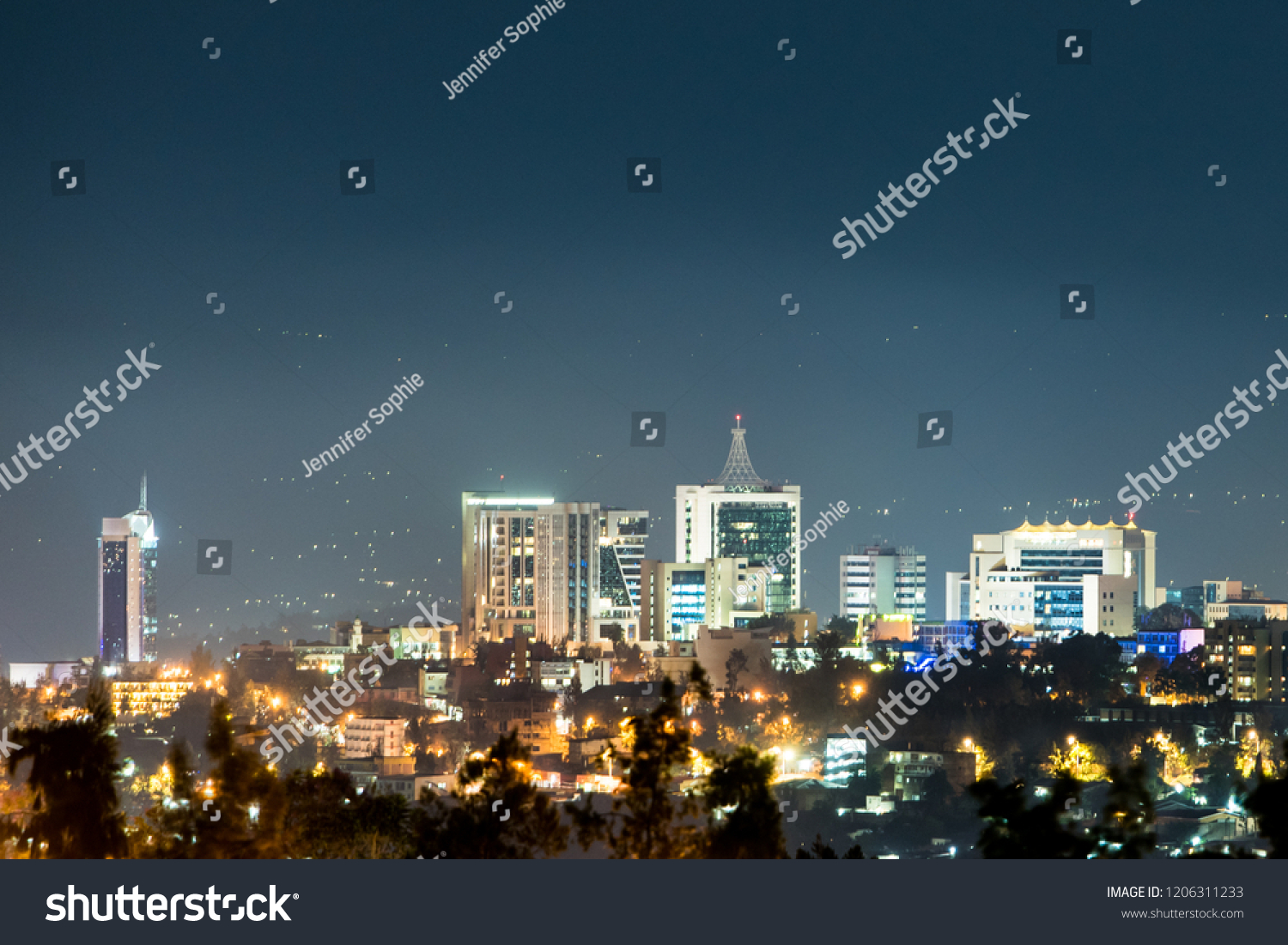 Closeup View Kigali City Skyline Lit Stock Photo 1206311233 | Shutterstock