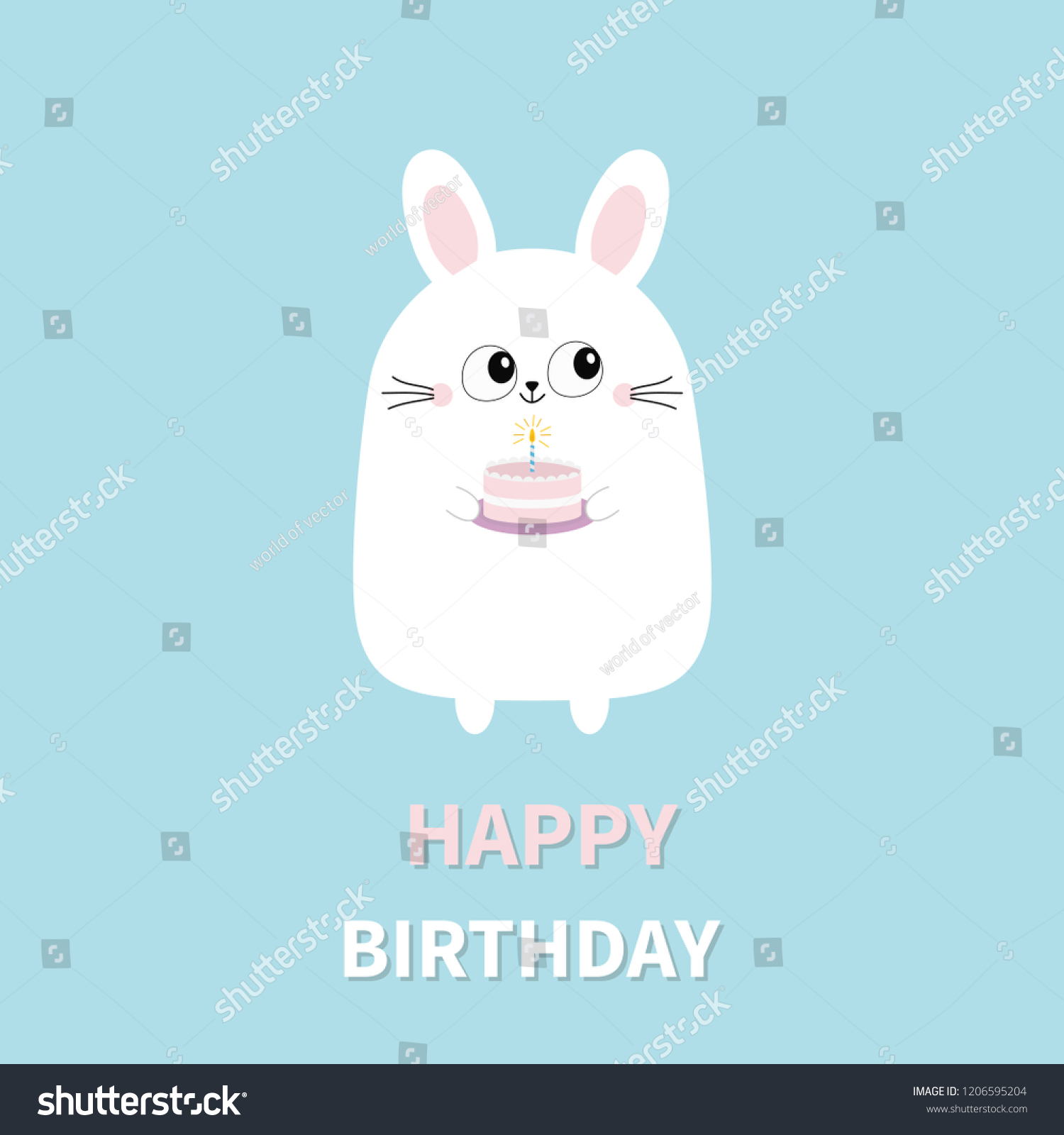 Happy Birthday White Bunny Rabbit Holding Stock Illustration 1206595204 ...