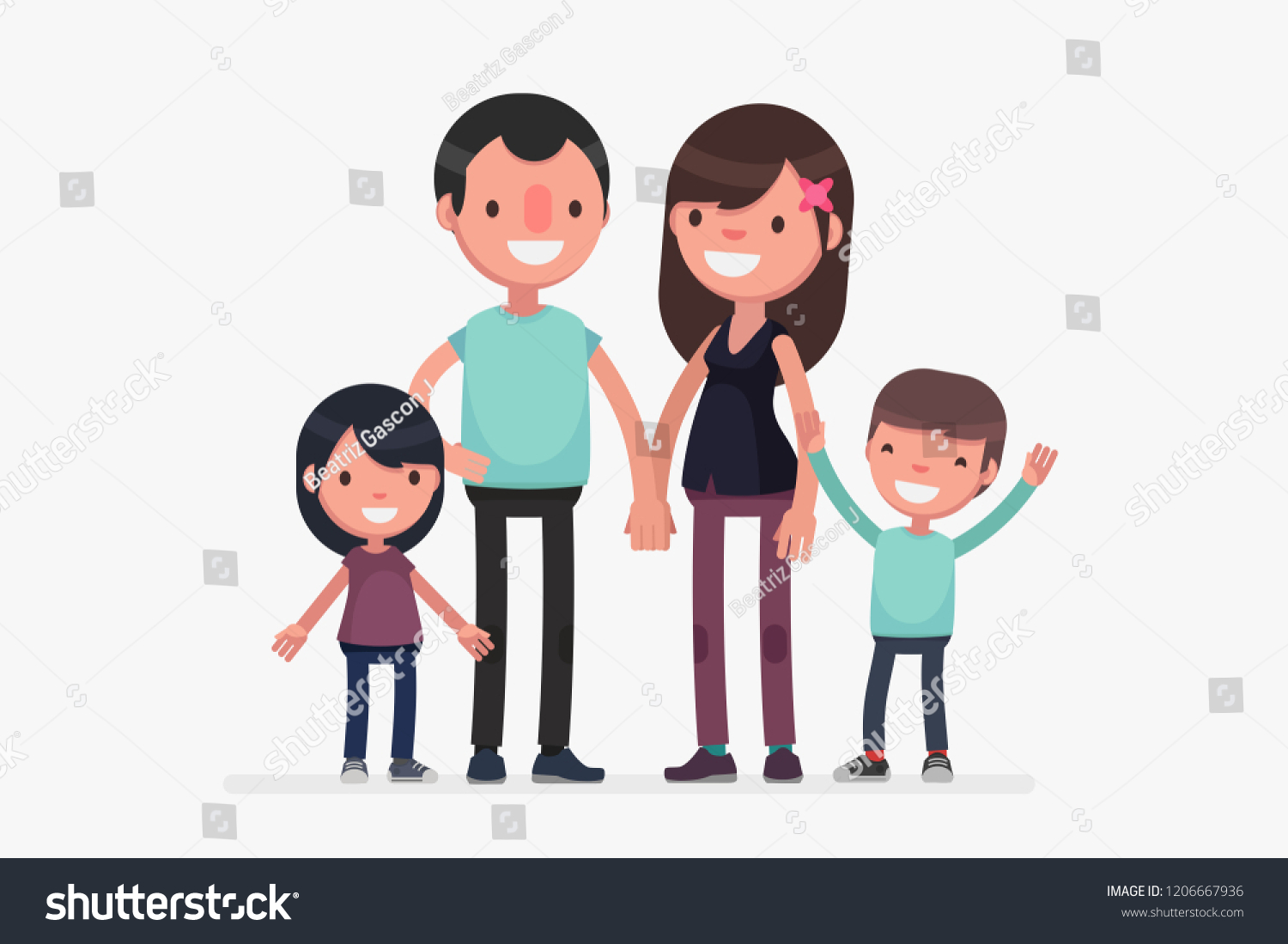 Cute Families Isolated Vector Illustration Stock Vector Royalty Free