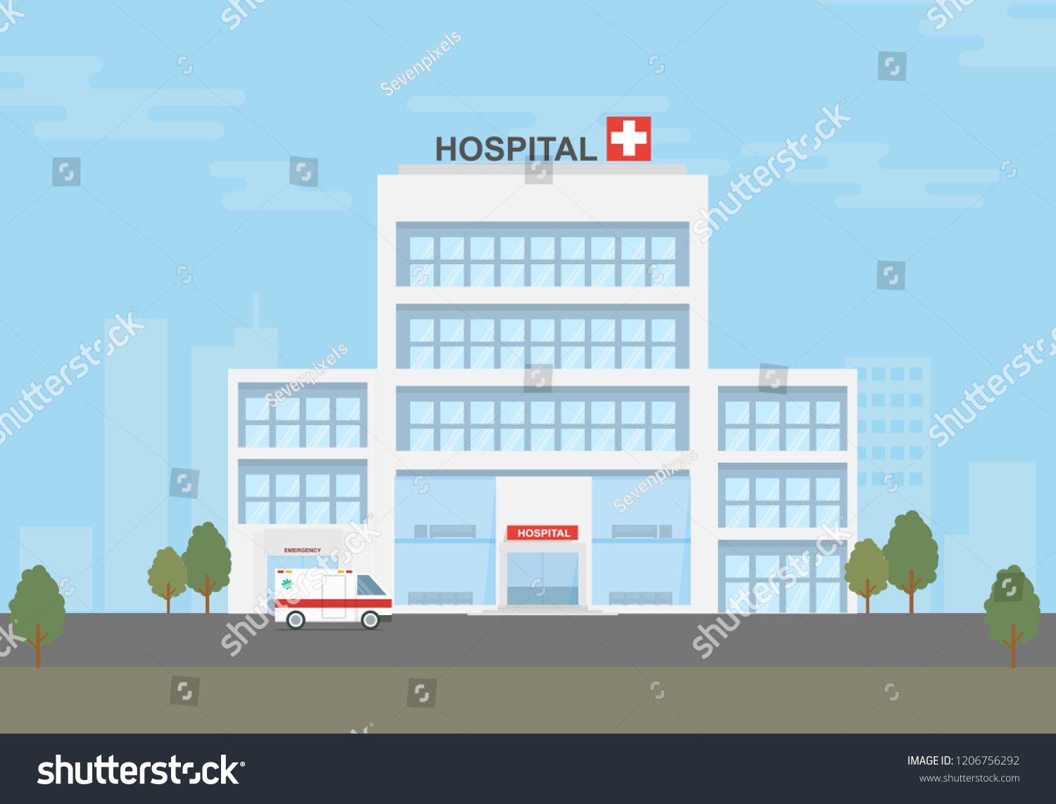 Hospital City Stock Vector (Royalty Free) 1206756292 | Shutterstock