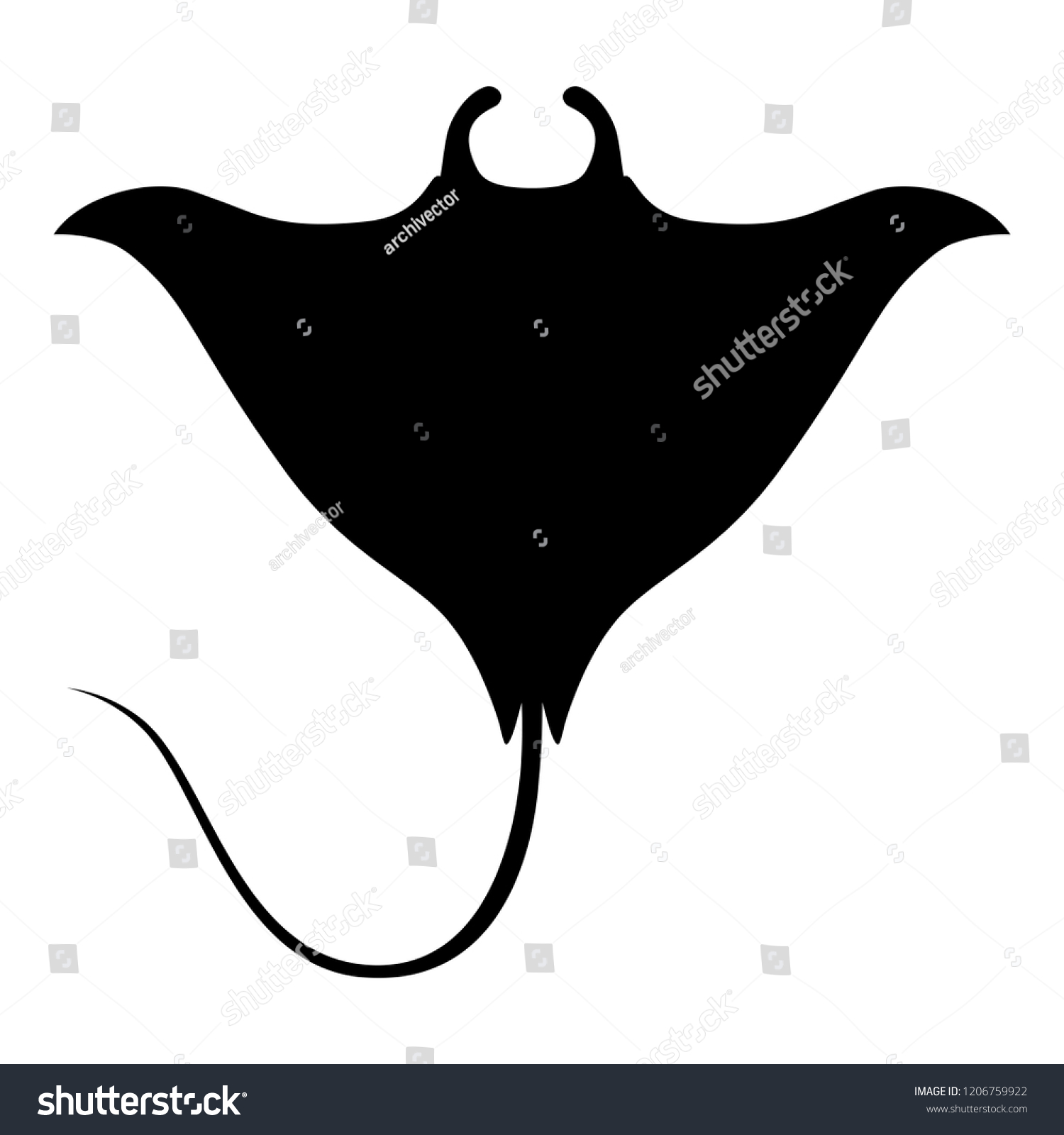 Stingray Icon Manta Ray Black Silhouette Stock Vector (Royalty Free ...