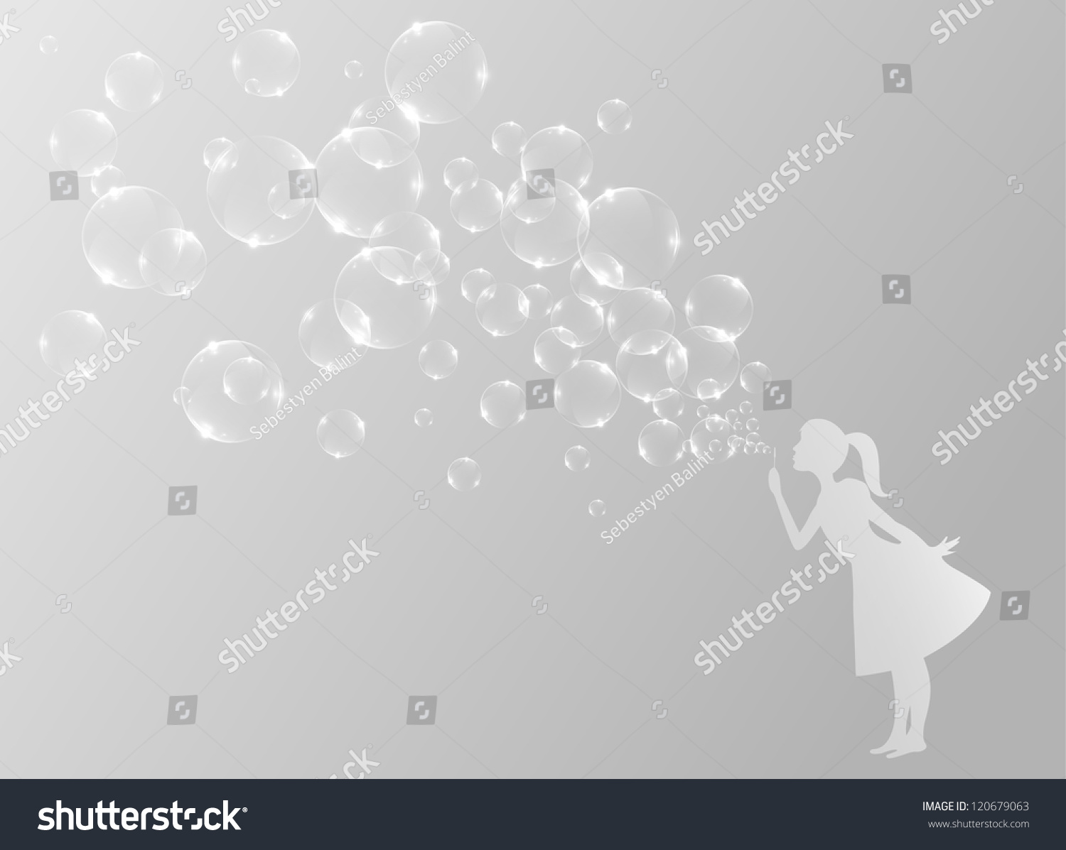 작은 소녀가 거품을 부는 스톡 벡터(로열티 프리) 120679063 | Shutterstock