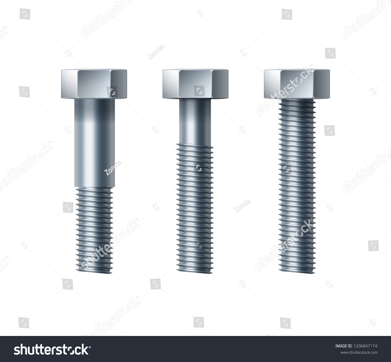 Vector Set Realistic Steel Hex Bolt Stock Vector (Royalty Free ...