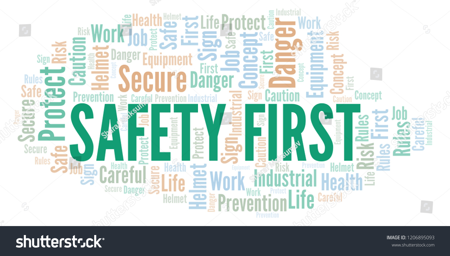 Safety First Word Cloud Stock Illustration 1206895093 | Shutterstock