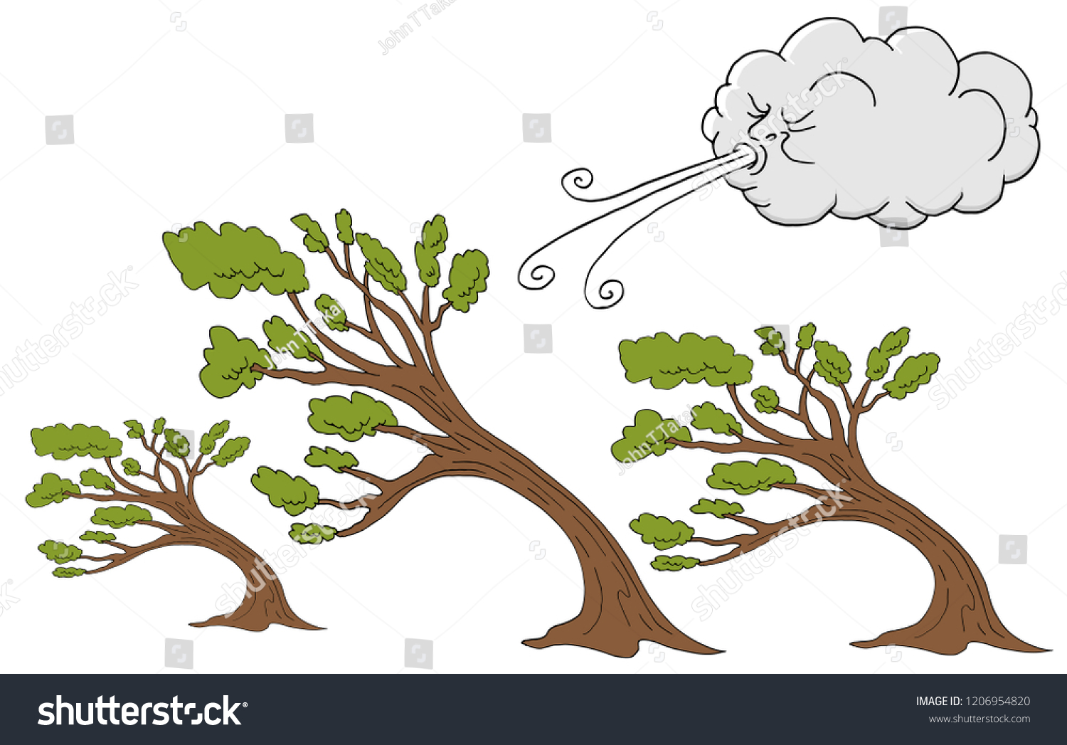 Image Fluffy Trees Cloud Blowing Wind Stock Vector (Royalty Free ...