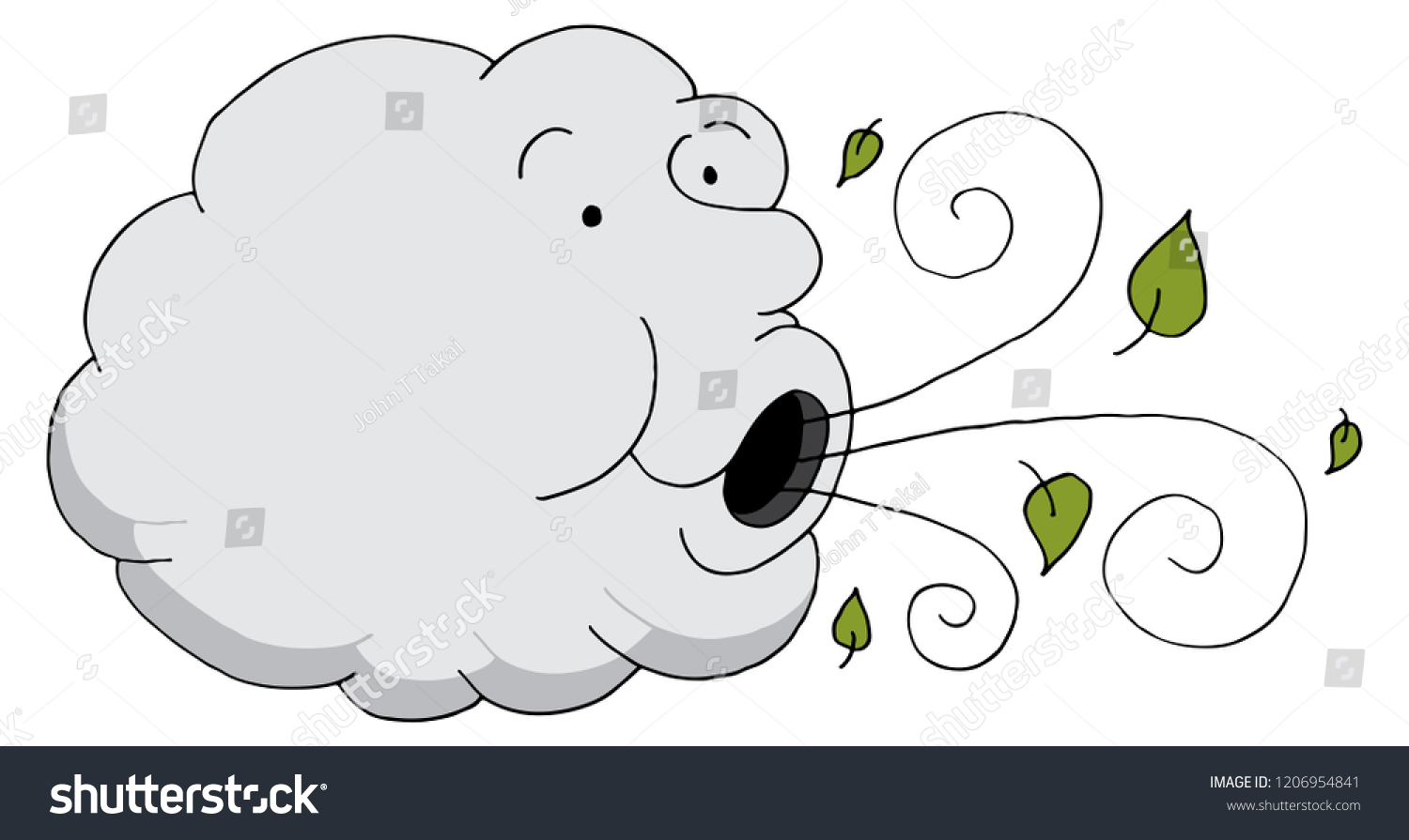 Image Cloud Cartoon Blowing Leaves Wind Stock Vector (Royalty Free ...