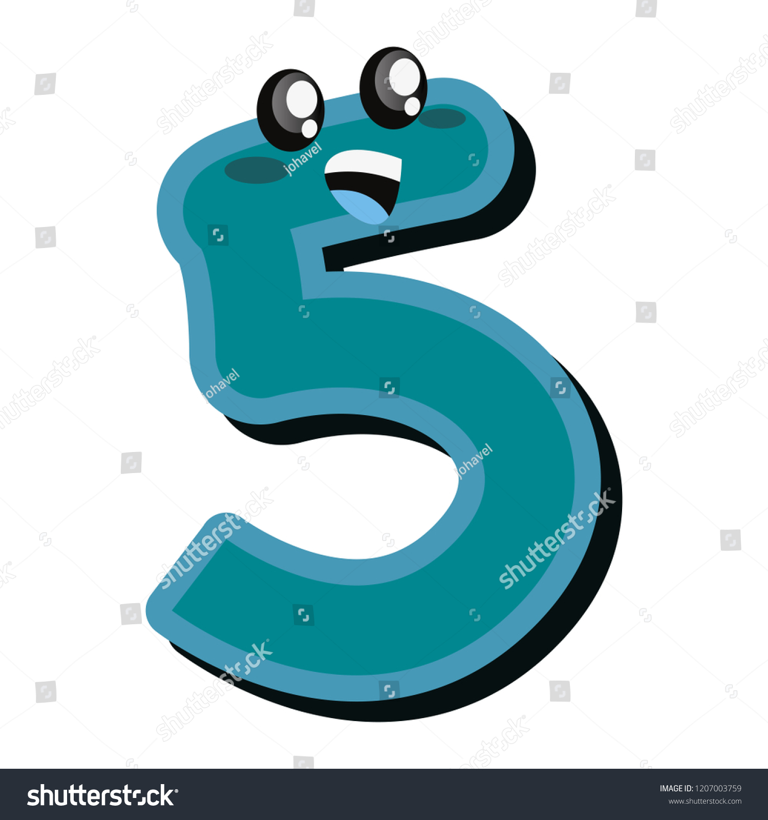 Number Five Cartoon On White Background Stock Vector (Royalty Free ...