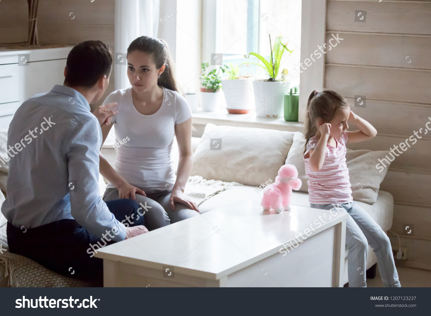 Married Couple Little Daughter Home