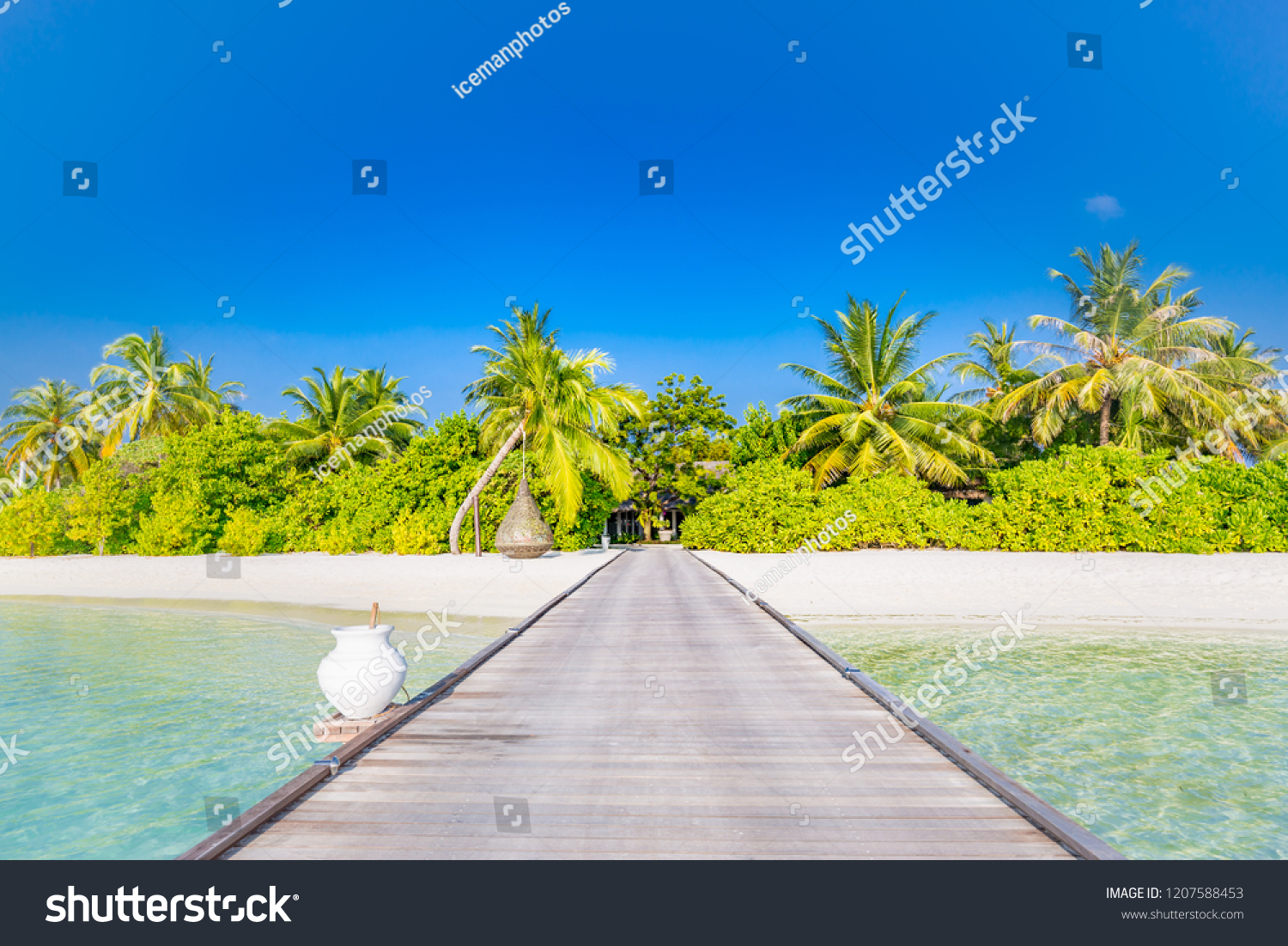 Beautiful Tropical Maldives Island Beach Sea Stock Photo 1207588453 ...