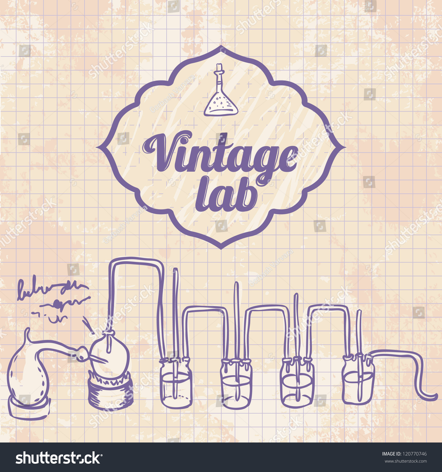 Old Chemistry Laboratory Vector Background Vintage Stock Vector