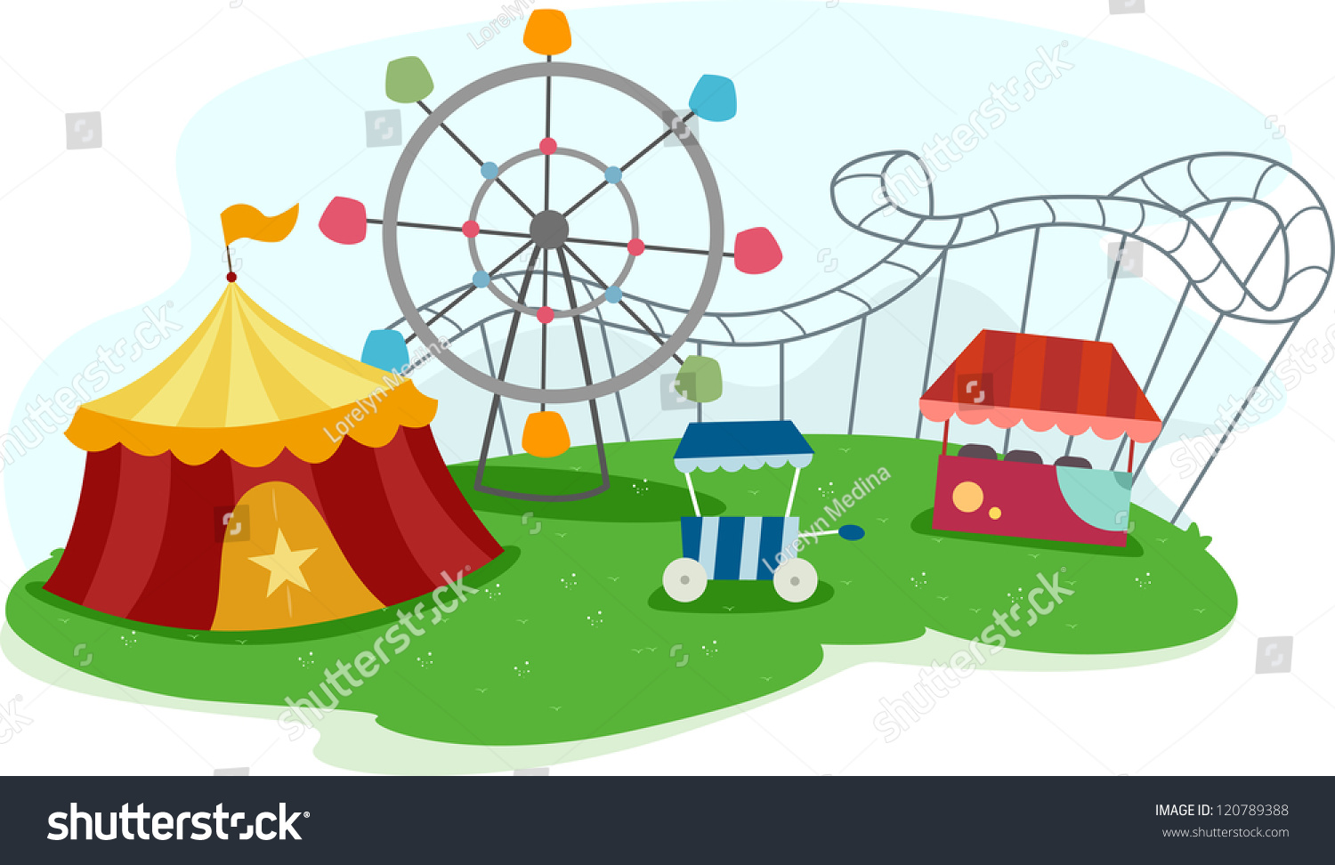 Illustration Theme Park Rides Stock Vector (Royalty Free) 120789388 ...