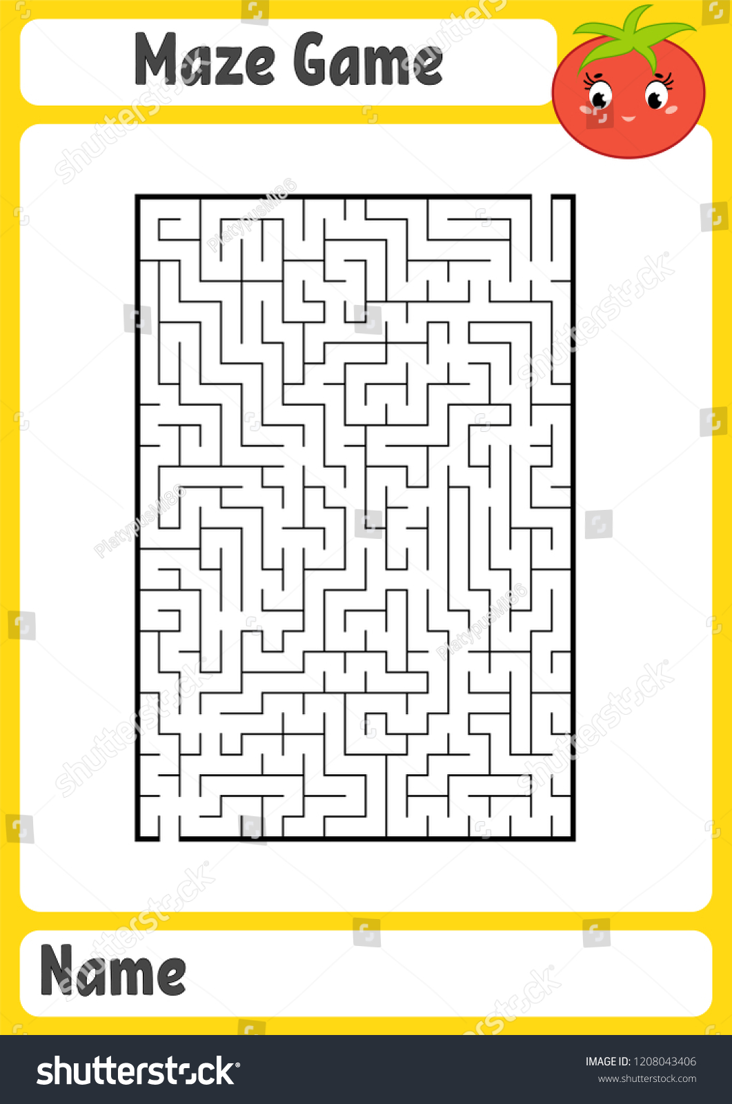 Abstract Rectangular Maze Kids Worksheets Activity Stock Vector ...