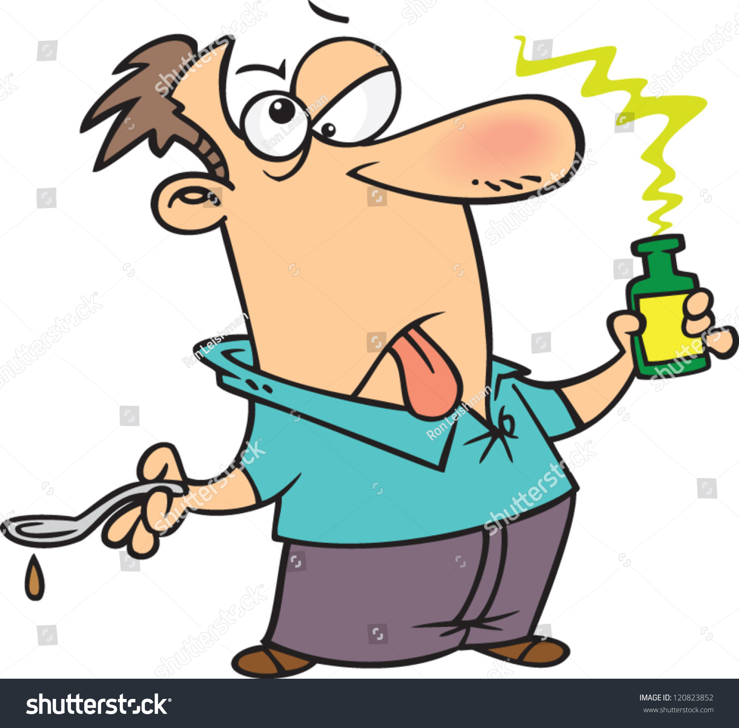 Sick Cartoon Man Taking Horrible Tasting Stock Vector (Royalty Free) 120823...