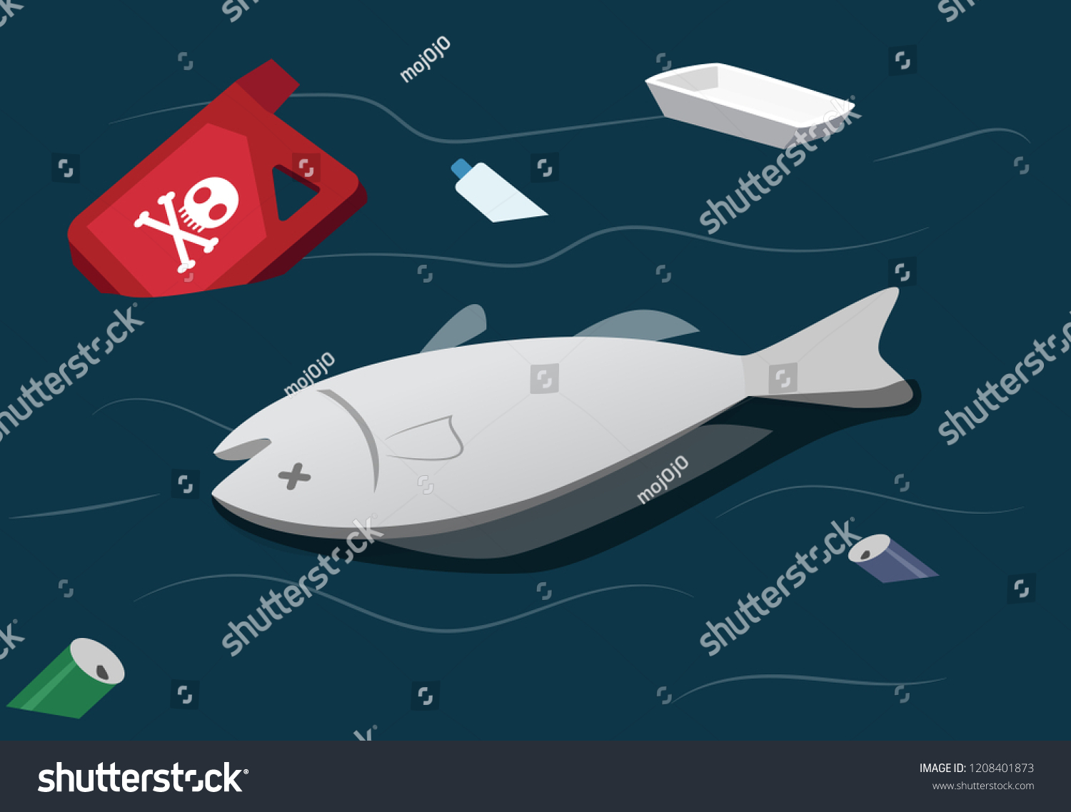 Water Pollution Make Dead Fish Vector Stock Vector (royalty Free 