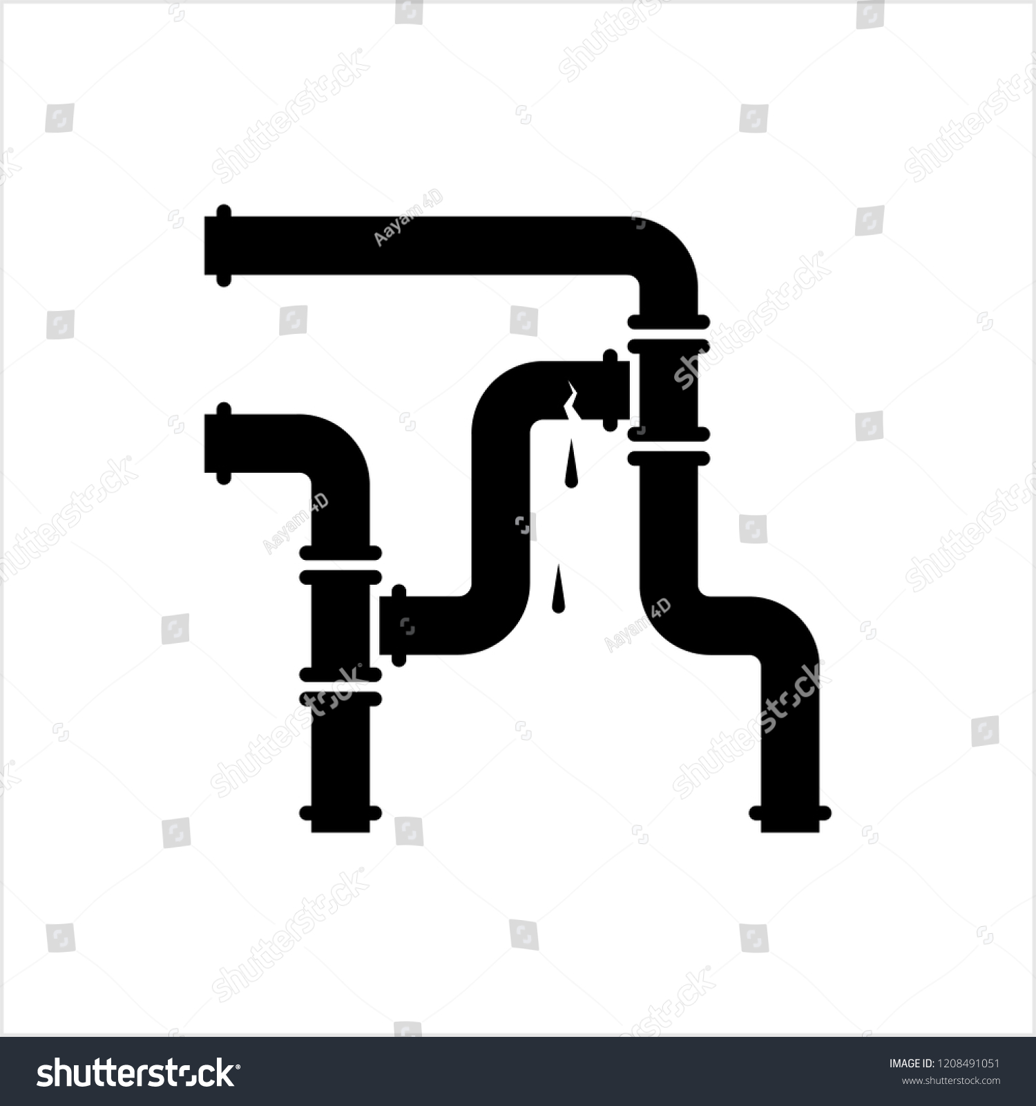 Broken Pipe Icon Leakage Pipe Vector Stock Vector (Royalty Free ...