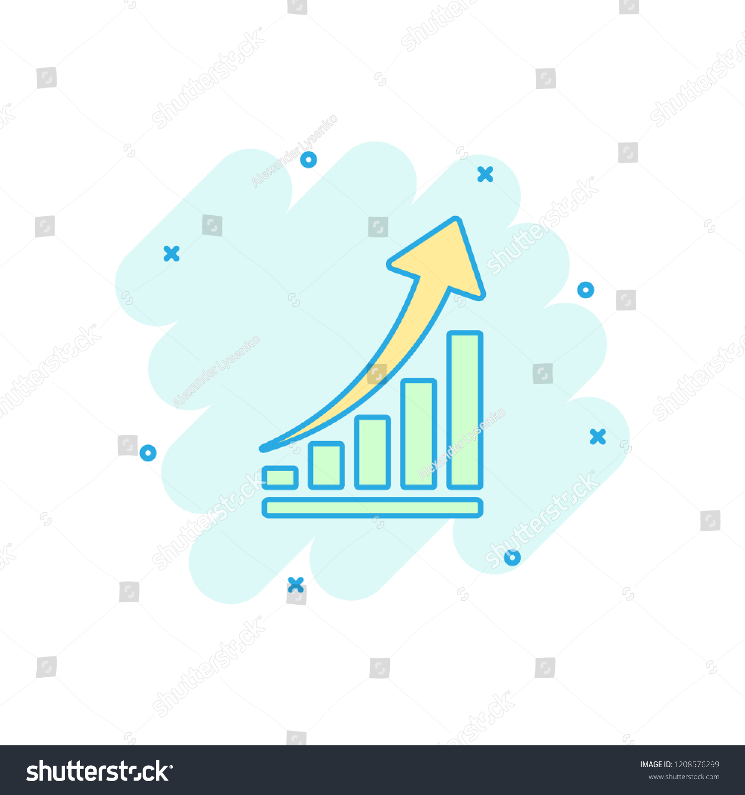 Vector Cartoon Growth Chart Icon Comic Stock Vector Royalty Free 1208576299 Shutterstock 2639