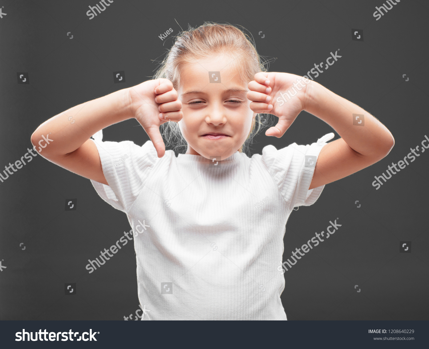 Pretty Little Girl Loser Sign Against Stock Photo 1208640229 