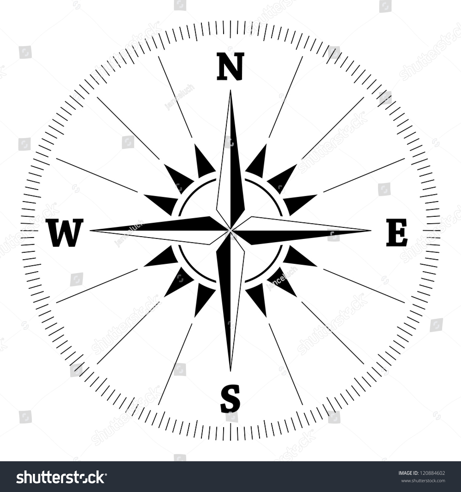 Compass Wind Rose Vector Stock Vector (Royalty Free) 120884602 ...