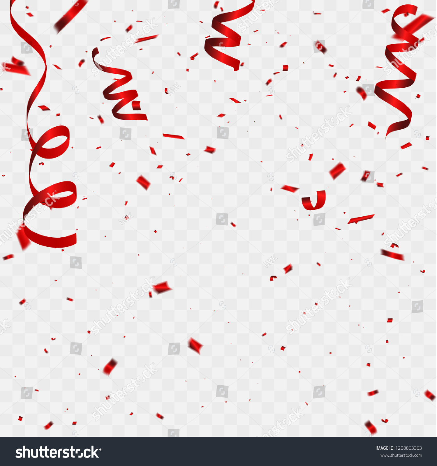 Celebration Background Template Confetti Red Ribbons Stock Vector Royalty Free 1208863363 0084