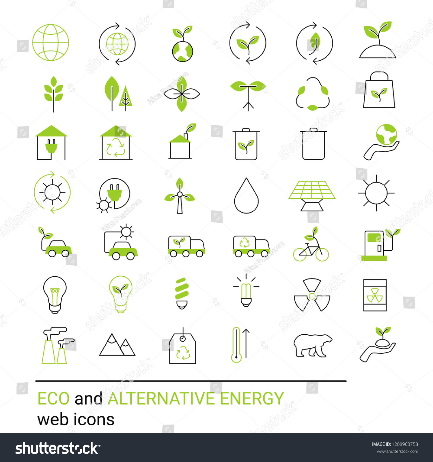 Green Ecology Environment Icon Set Wh Stock Vector (Royalty Free ...